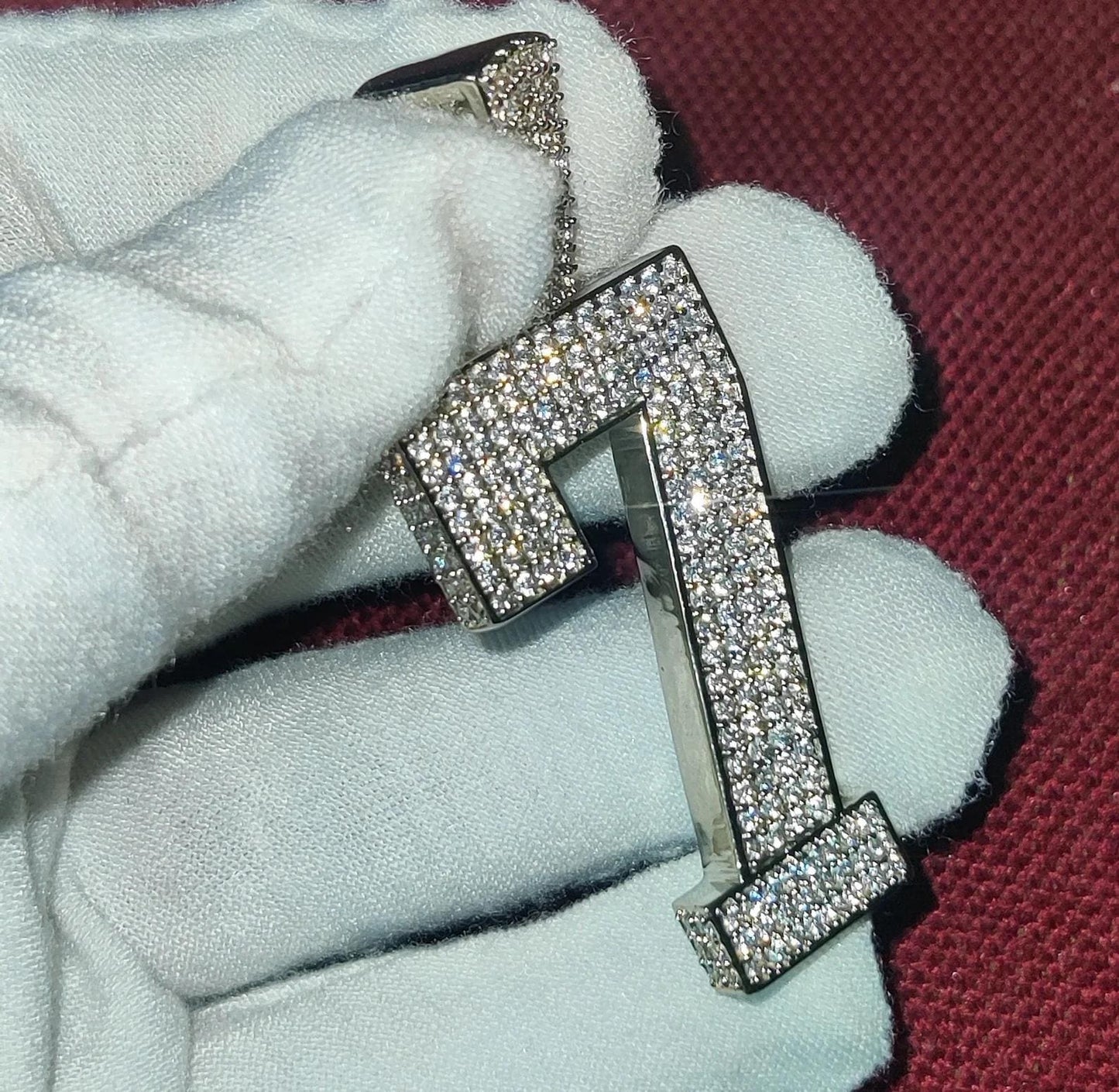 2Ct Moissanite Number Pendant Round Moissanite Pendant 14K White Gold Plated 925 Sterling Silver Custom Any Number Pendant