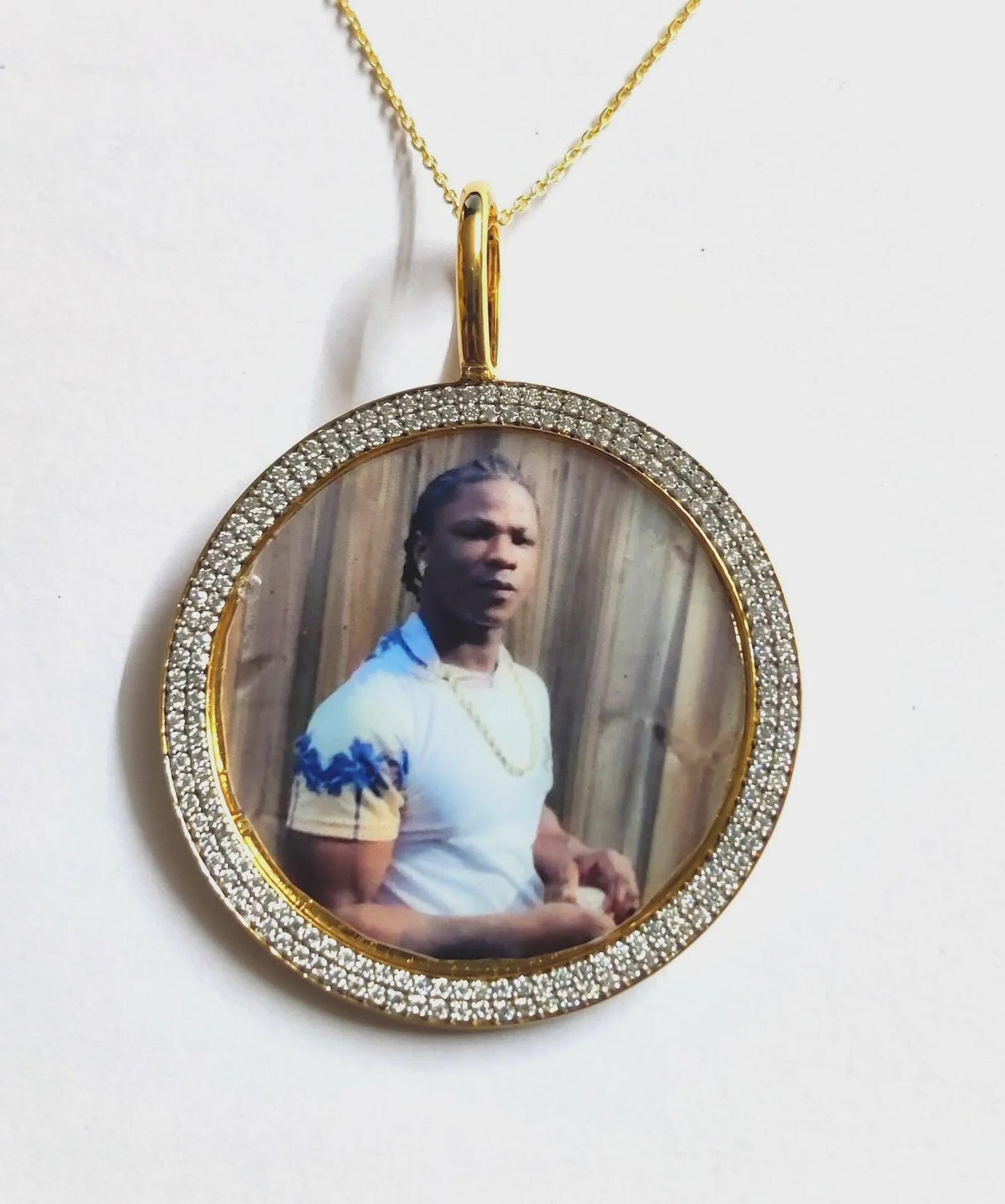 Custom Picture Necklace Personalized Diamond Necklace With Photo Frame Lab Created Diamond 925 Silver Pendant 14K Yellow Gold Plated