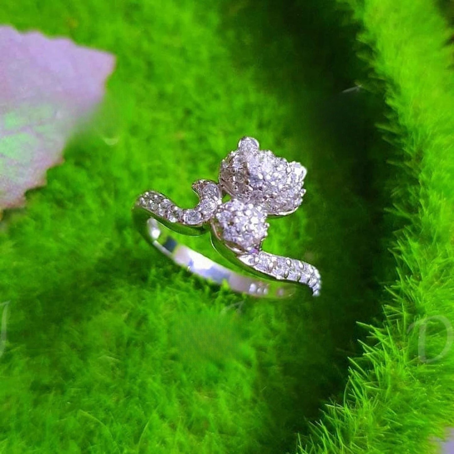 2CT Round Cut VVS1/D Diamond Cat Engagement Wedding Ring Cluster Ring 14K white Gold Plated Cat Tail Elongated Engagement Ring, Gift for her