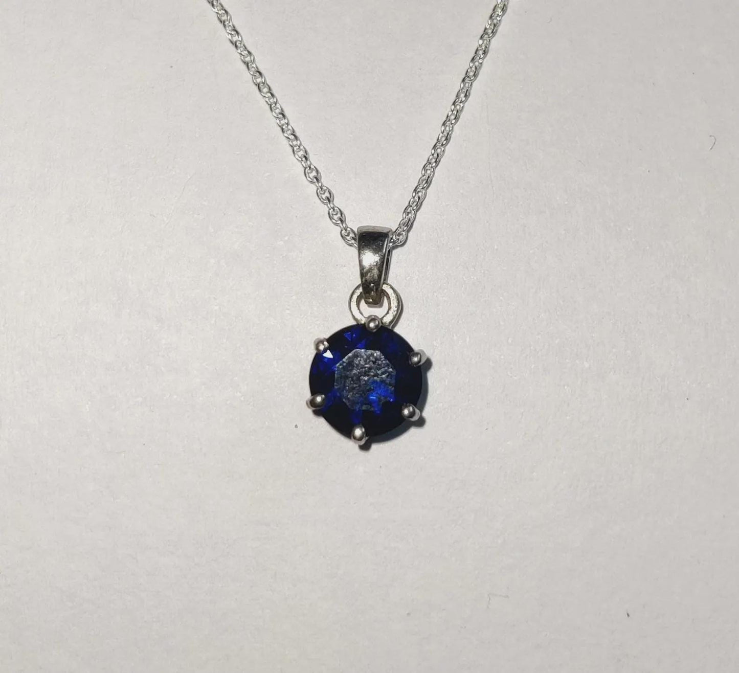 Blue Sapphire Pendant 2Ct Lab-Created Round Cut Blue Sapphire Solitaire Pendant 14K White Gold Plated Sapphire Pendant Blue Sapphire Pendant