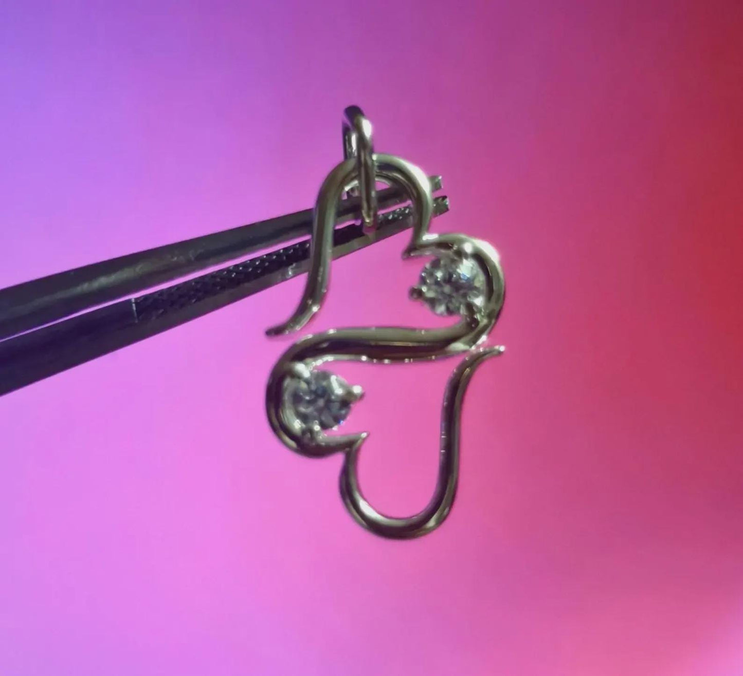 Double Heart Pendant Round Cut Moissanite 14K White Gold Plated 925 Sterling Silver, Solitaire Pendant , Love Pendant