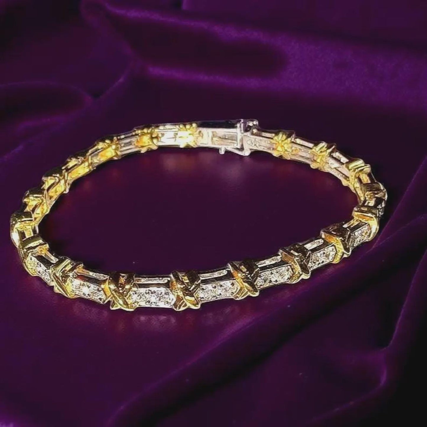 6Ct Diamond Bracelet Round Lab-Created Diamond 14K Two-Tone Gold Finish Sterling 925 Silver Bracelet Gift For her Birthday Gift Party Wear