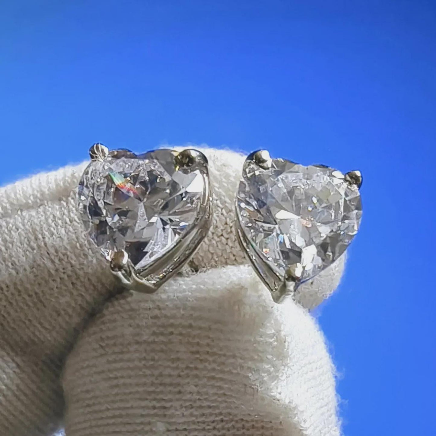 4Ct Heart Cut Moissanite Solitaire Stud Earrings 14K White Gold Finish 925 Silver Stud Earrings. Women Earrings, Gift for Her