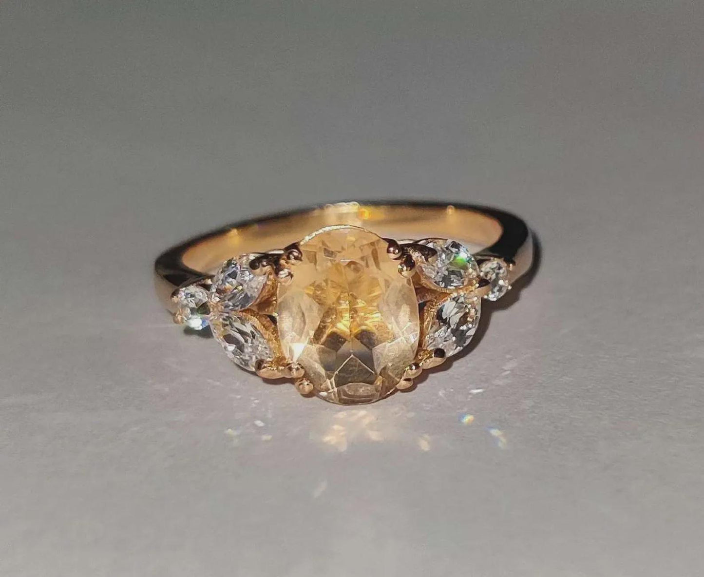 2Ct Morganite Ring Simulated Diamond Oval Anniversary Ring 14K Rose Gold Finish 925 Sterling Silver Engagement Ring For Birthday Party Wear