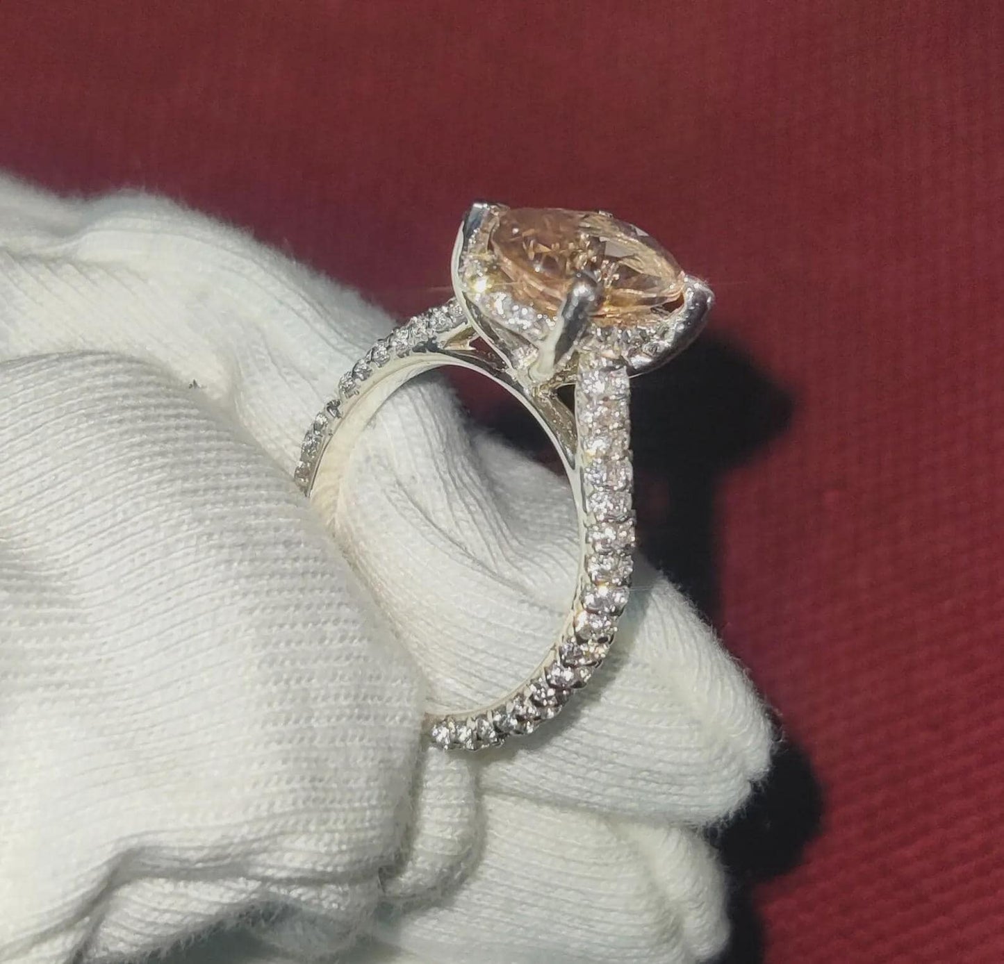 2Ct Morganite Oval Cut Lab-Created Morganite Engagement Anniversary Ring Halo 14K White Gold Finish 925 Sterling Silver For Birthday Ring