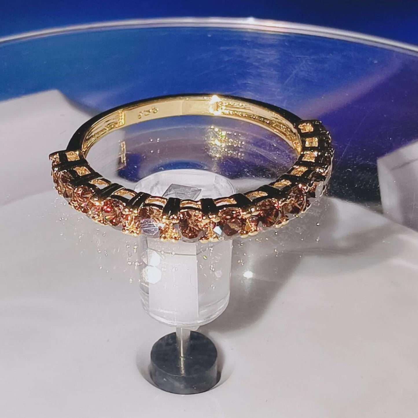 2Ct Round Cut Half Eternity Band Simulated Chocolate Diamond Engagement Ring 14K Yellow Gold Plated 925 Sterling Silver, Anniversary Ring