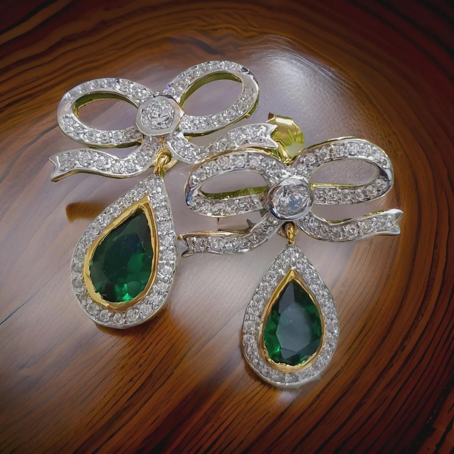 2Ct Drop Dangle Earring Pear Cut Green Emerald Diamond 14K Two-Tone Gold Plated 925 Sterling Silver Dangle Earring Birthday Gift