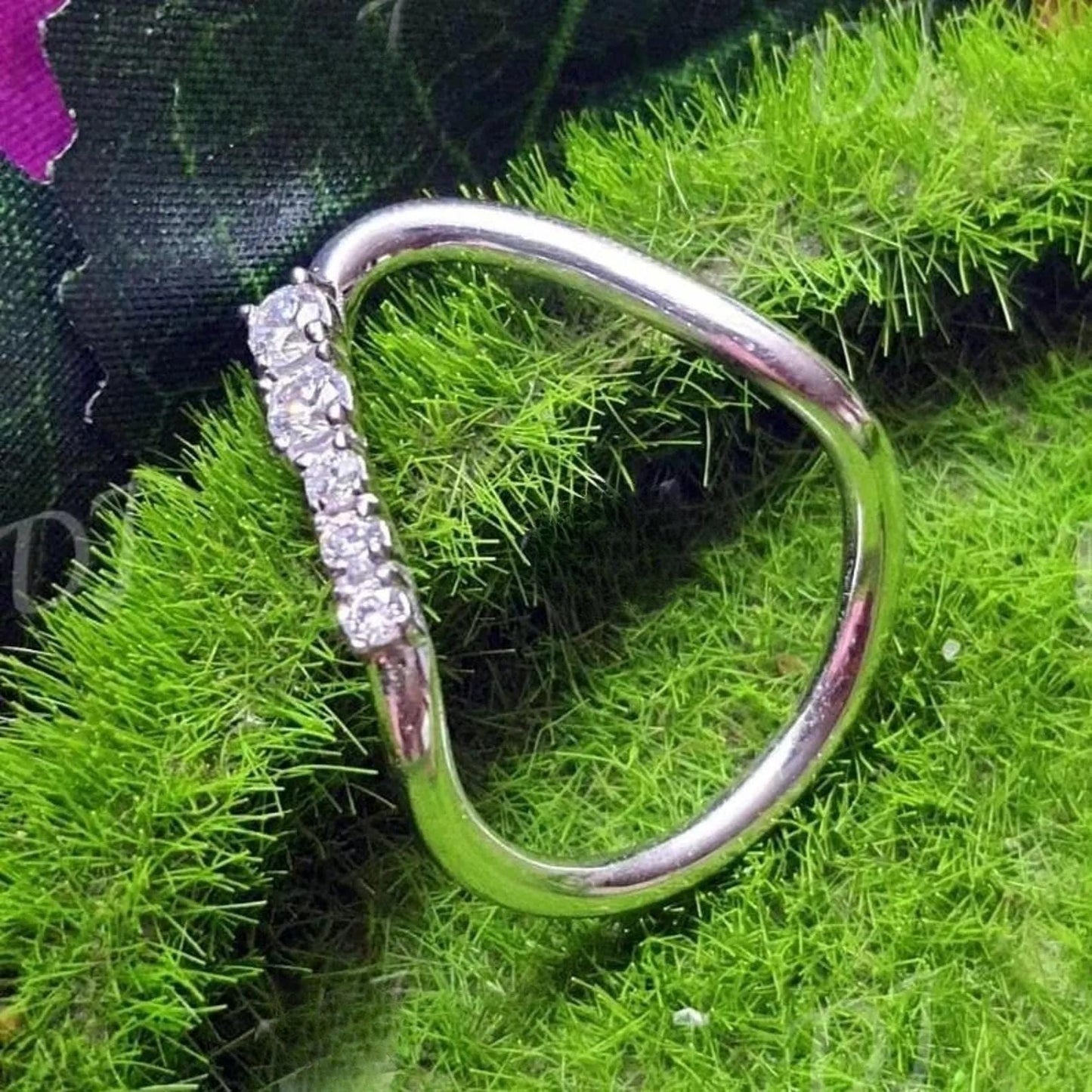 1.50Ct Round Cut Simulated Diamond Wedding Engagement Five Stone Band Women's Engagement Ring 14K White Gold Plated 925 Silver