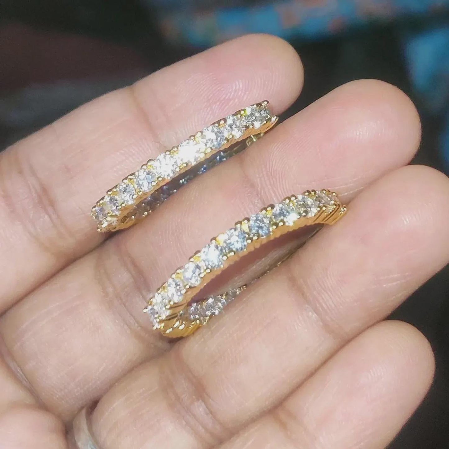 2Ct Round Hoop Earrings Lab Created Diamond Women's Huggie Hoop Earrings 14K Yellow Gold Finish 925 Silver Hoop Earrings