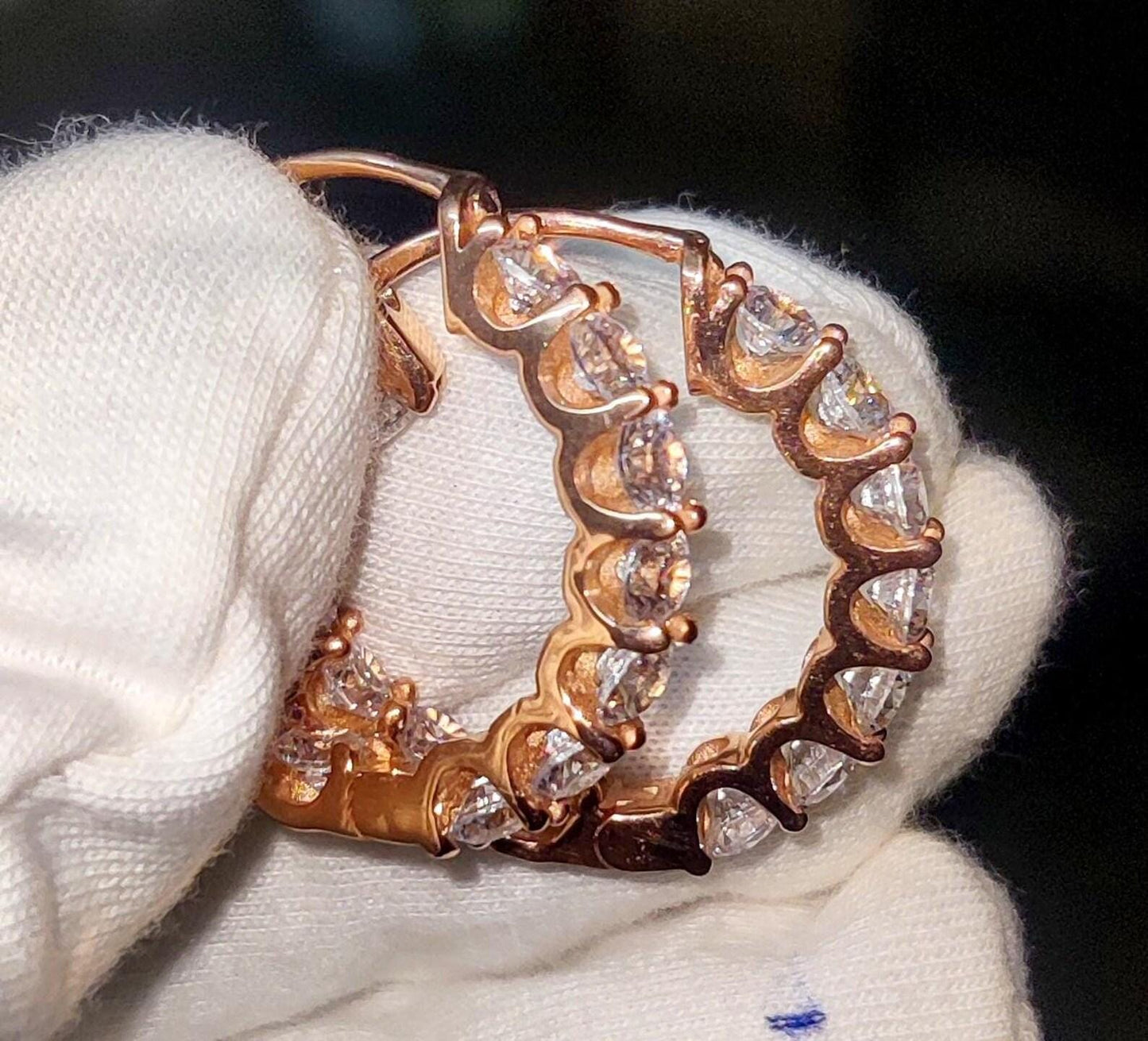 2Ct Round Cut Simulated Diamond Hoop Women Earrings 14K Rose Gold Plated, Anniversary, Birthday, Wedding Gift For Her