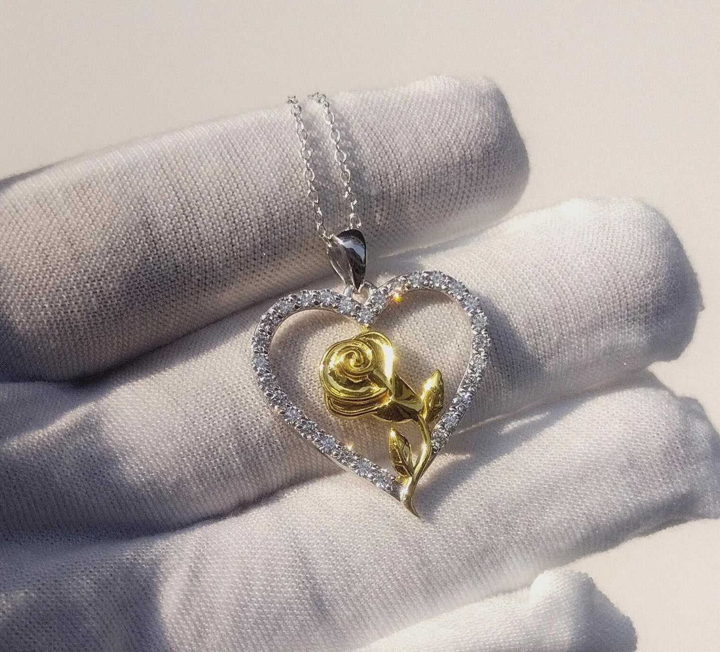 1.50Ct Round Cut Lab-Created Diamond Heart Pendant 14K White Gold Plated Heart Shape Pendant Heart Women's Necklace Pendant