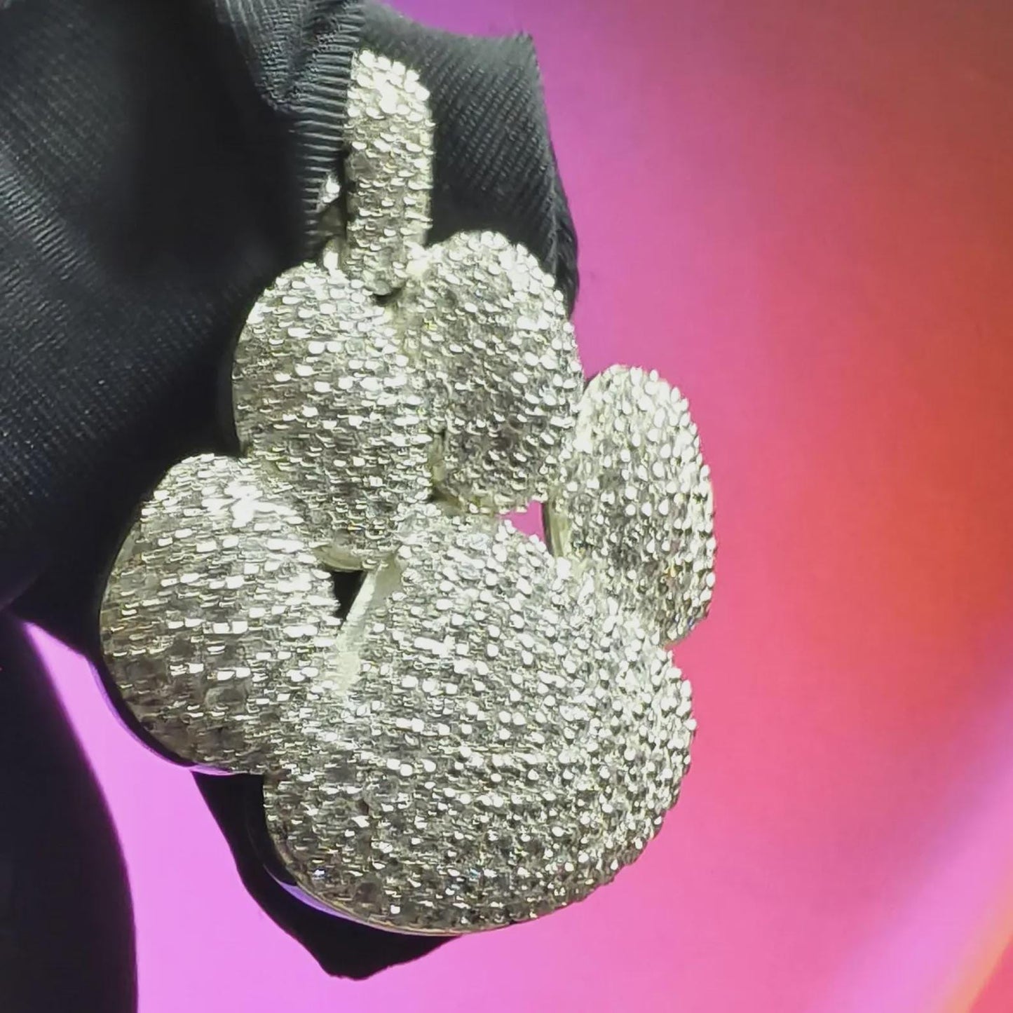 3Ct Round Cut Simulated White Diamond Dog Paw Pendant 14K White Gold Finish Free Chain 925 Sterling Silver Hip Hop Dog Paw Pendant