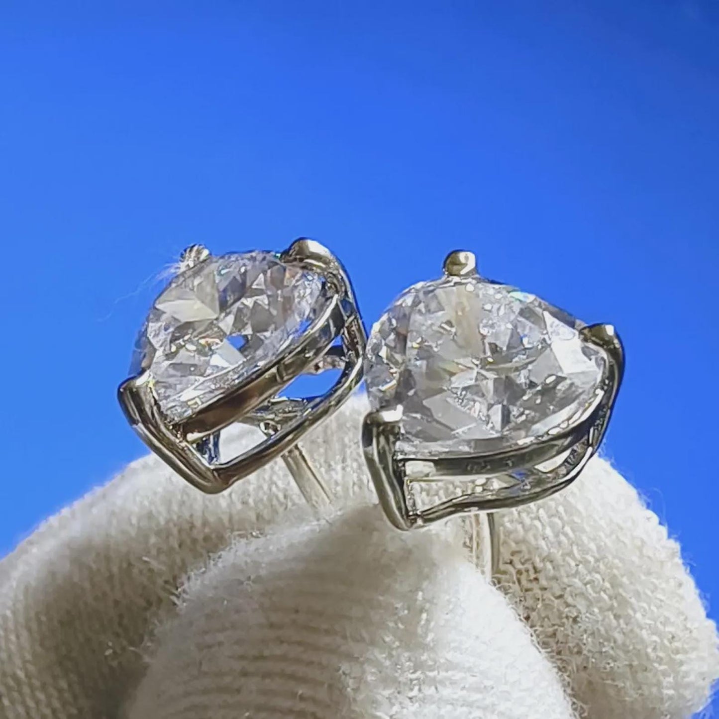 4Ct Heart Cut Moissanite Solitaire Stud Earrings 14K White Gold Finish 925 Silver Stud Earrings. Women Earrings, Gift for Her