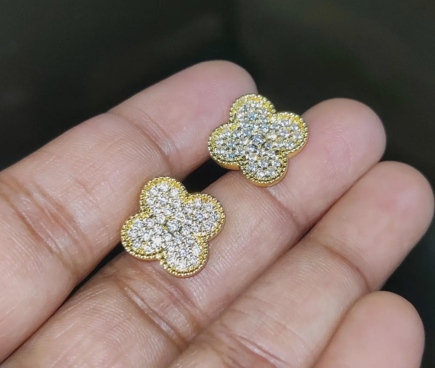 1.50Ct Round Cut Diamond Women's Stud Earrings Cluster Stud Earrings 14K Yellow Gold Finish 925 Silver Stud Earrings Push Back Stud Earrings