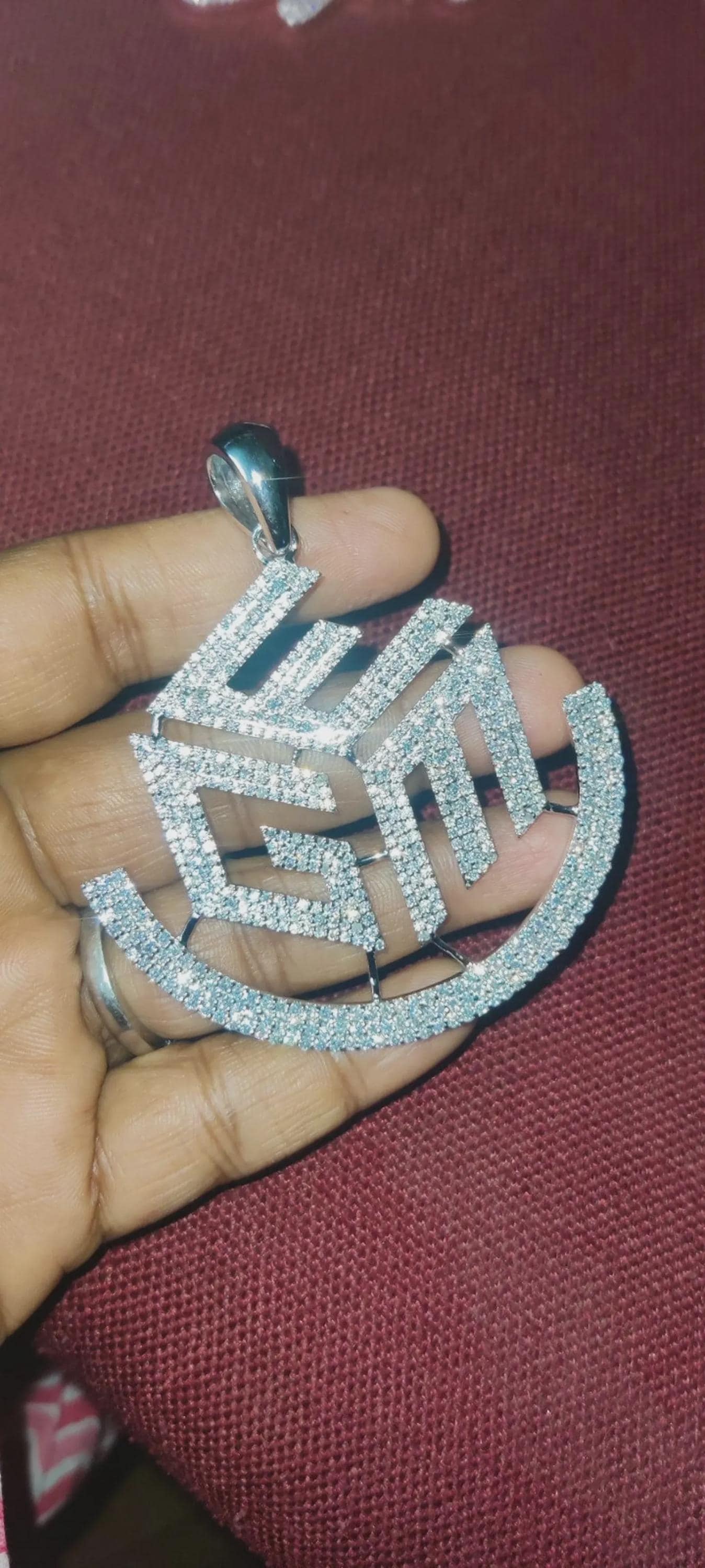 2Ct Diamond Custom Any Letter Round Cut Simulated Diamond Pendant,14K White Gold Plated 925 Sterling Silver For Birthday Gift & Party Wear