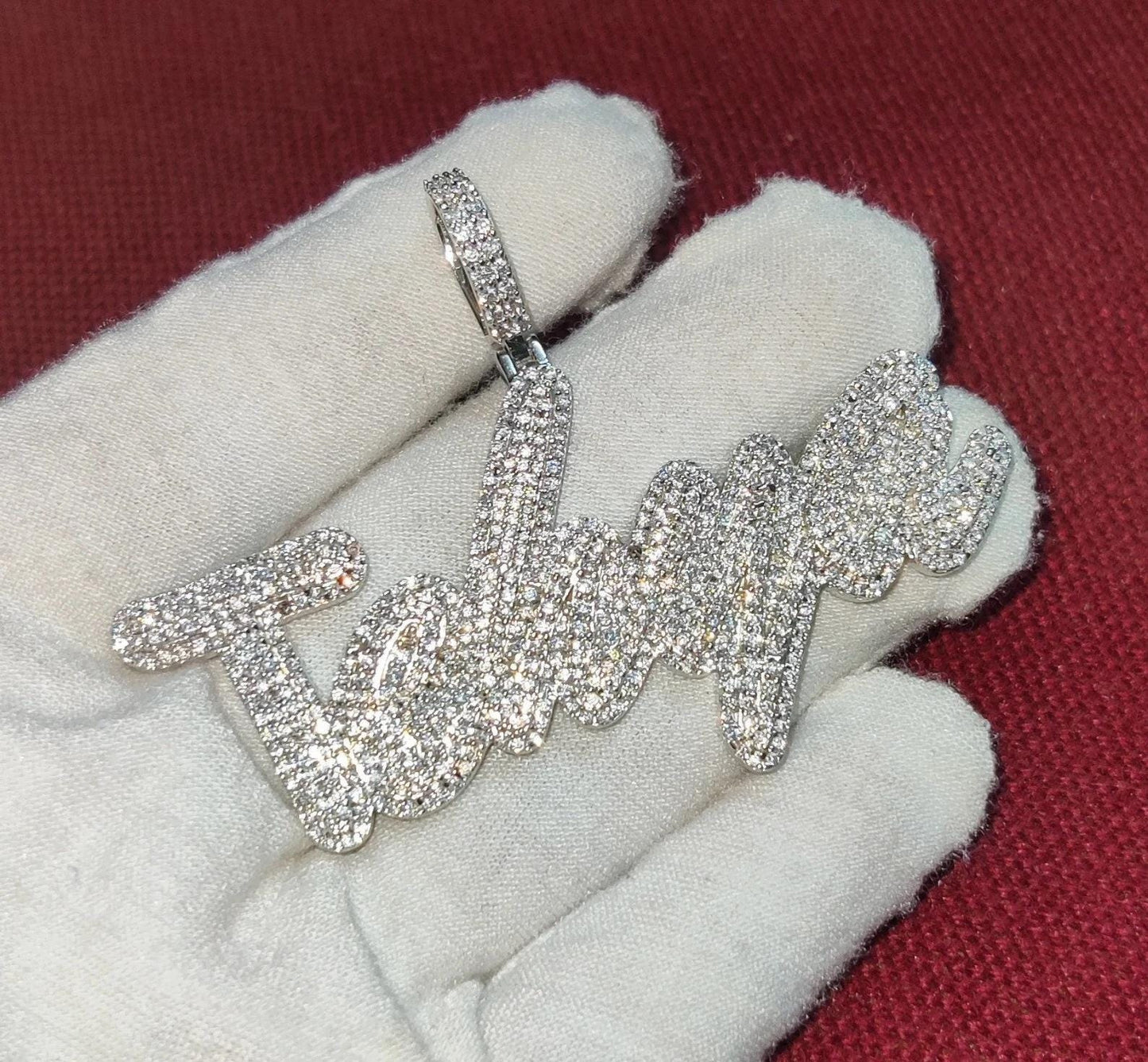 2Ct Diamond Round Cut Simulated Diamond Pendant, Custom Any Letter Diamond Pendant, 925 Sterling Silver For Birthday and Party Pendant Gift