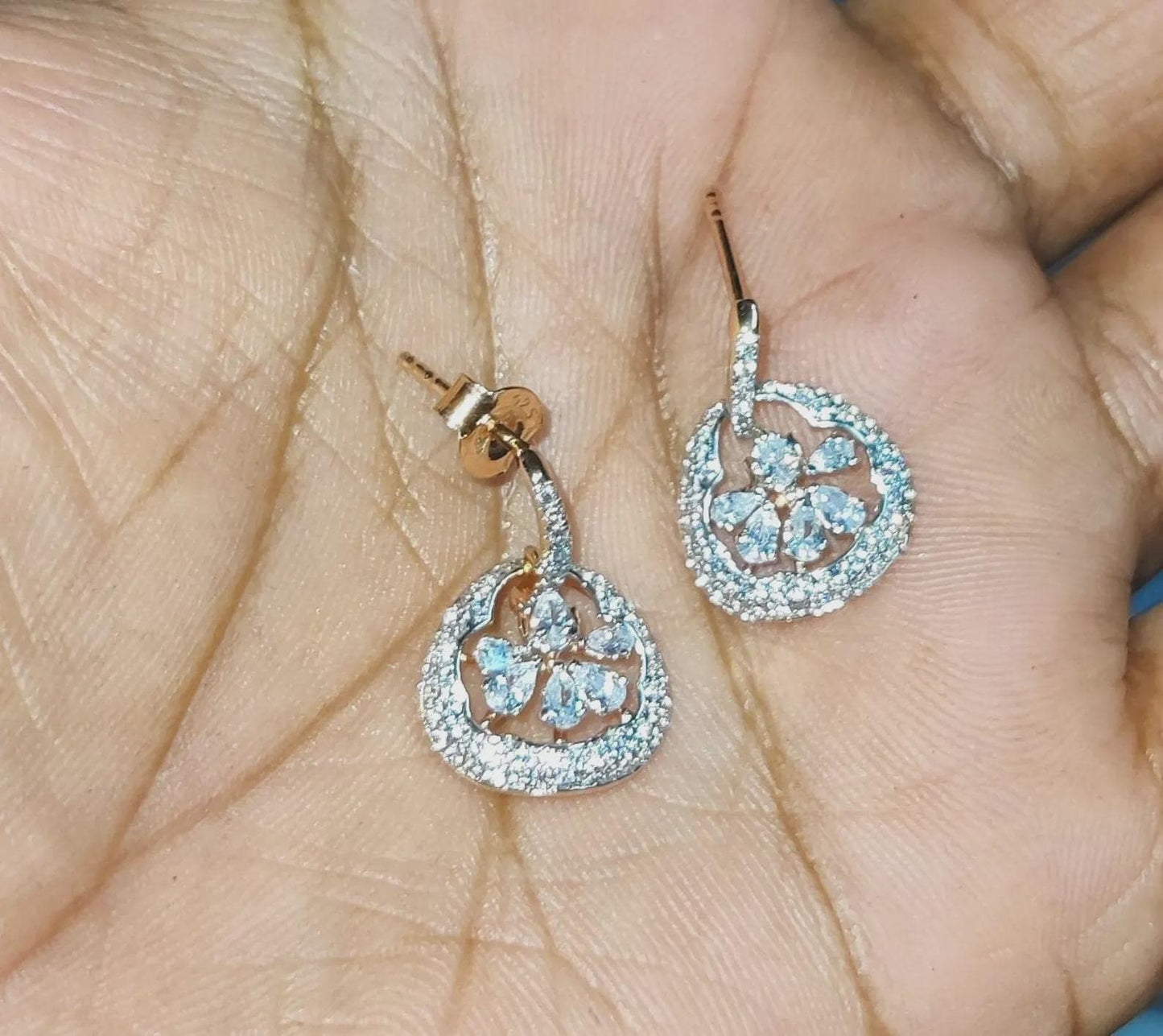 2Ct Round Cut Simulated Diamond Drop Dangle Women's Earrings 14K Rose Gold Plated 925 Sterling Silver, Gift For Birthday