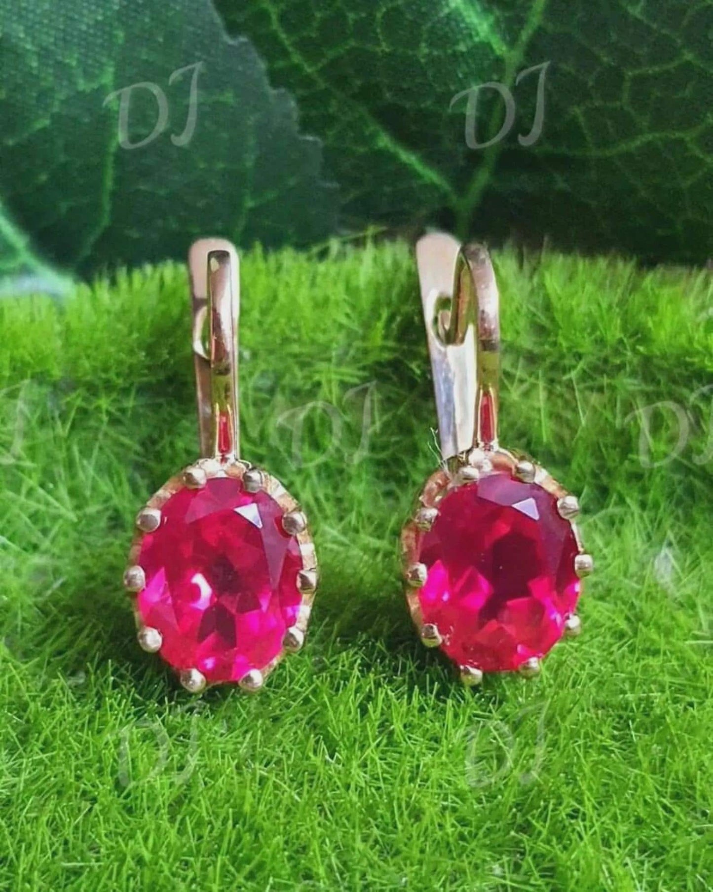 2Ct Ruby Hoop Earrings Oval Cut Simulated Red Ruby Diamond Hoop Earring 14k Yellow Gold Plated, Fancy Hoop Earrings, Gift for Birthday