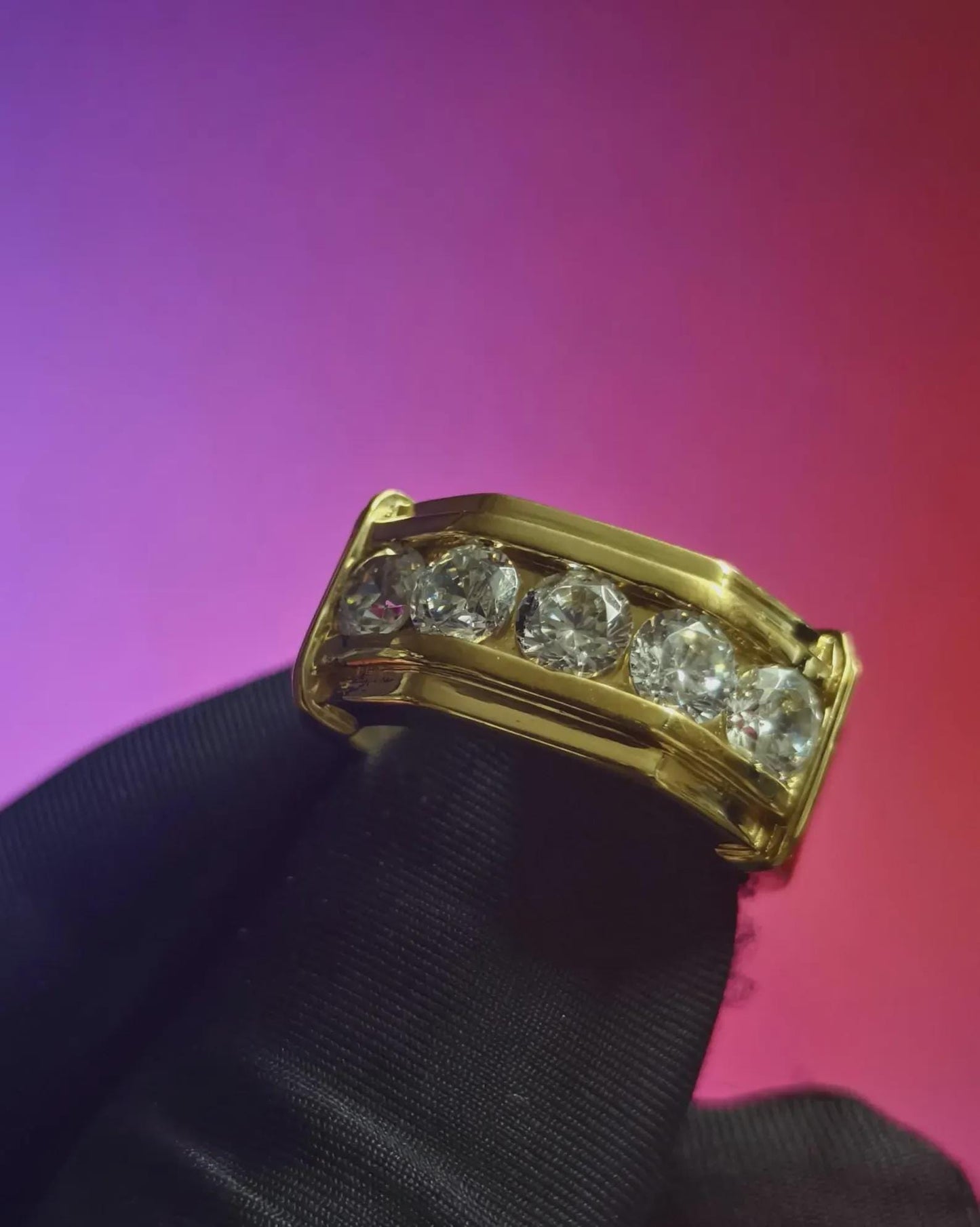 2Ct Moissanite Anniversary Band Ring Round Cut 14K Yellow Gold Plated 925 Silver, Engagement Band Ring, For Wedding Ring