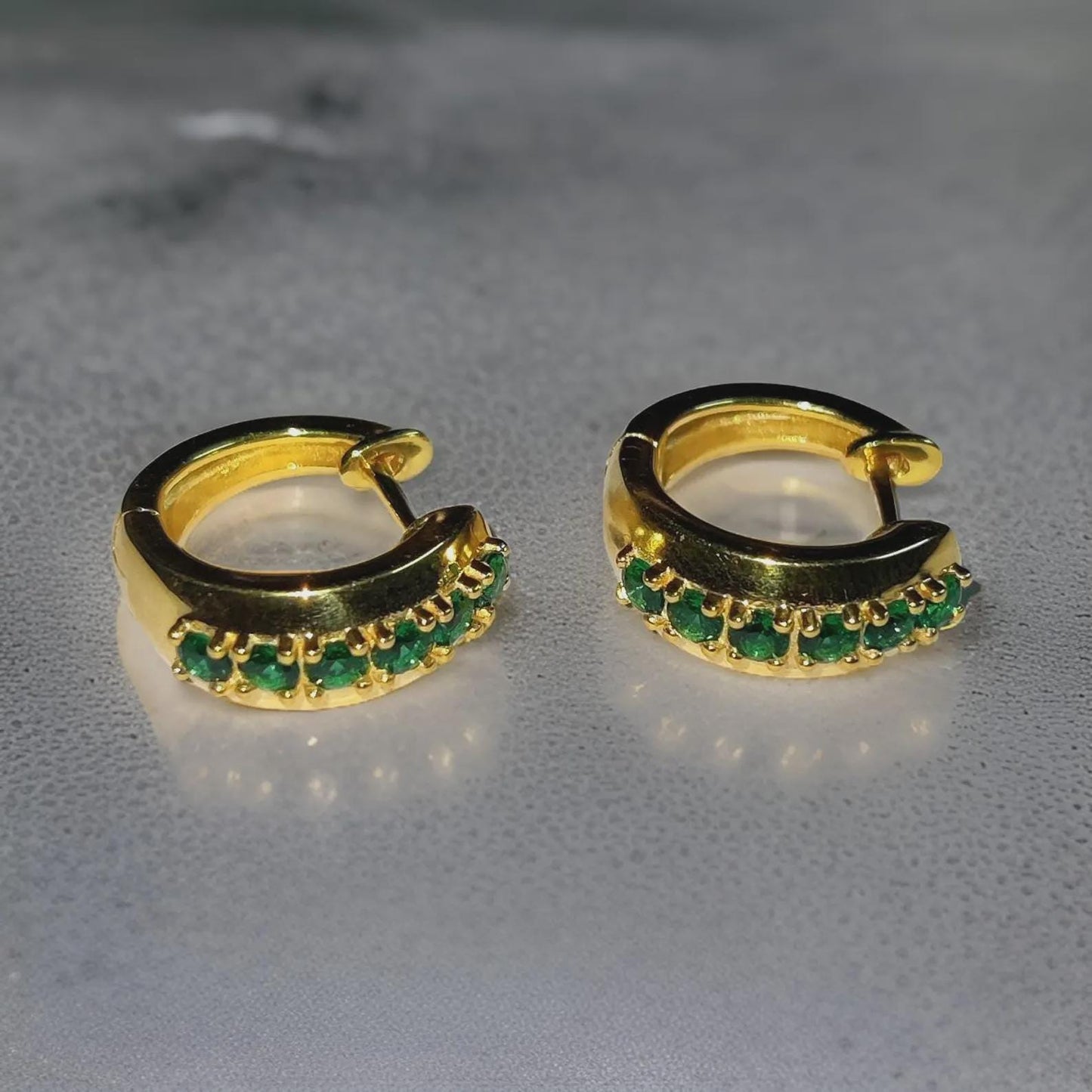 2Ct Round Cut Emerald Hoop Earring Simulated 14K Yellow Gold Finish 925 Sterling Silver For Special Occasion, Birthday Gift, Daily Wear