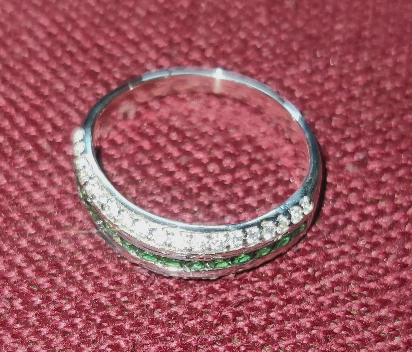 1.50Ct Emerald Princess Cut Simulated Emerald Diamond  Band Engagement Anniversary Ring Prong 14K White Gold Finish 925 Sterling Silver