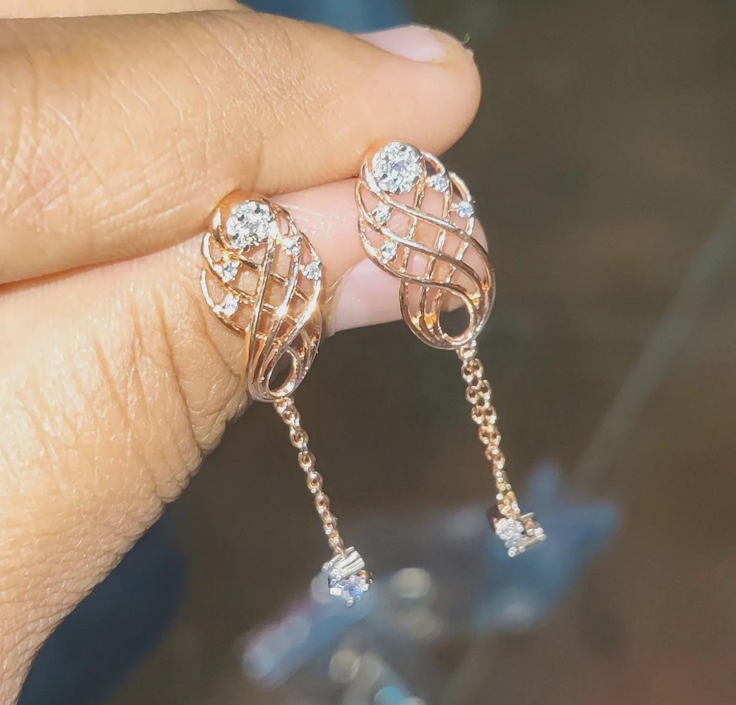 1.50Ct Round Cut Simulated Diamond Drop Dangle Women's Earrings 14K Rose Gold Plated 925 Sterling Silver, Gift For Birthday Wear