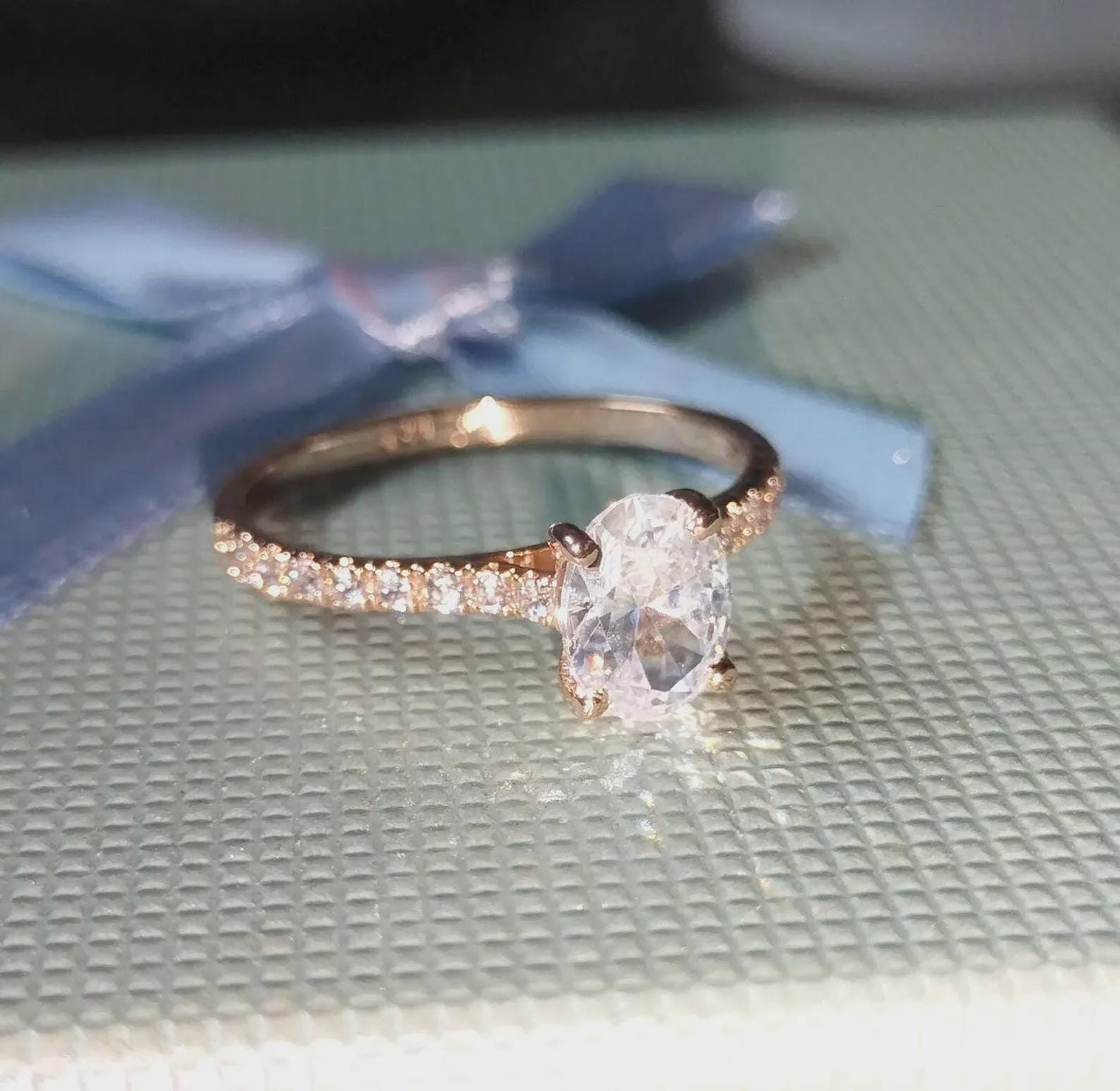 2Ct Diamond Oval Cut Wedding Halo Ring Simulated Diamond Ring 14K Rose Gold Finish 925 Sterling Silver Engagement Ring Anniversary Ring