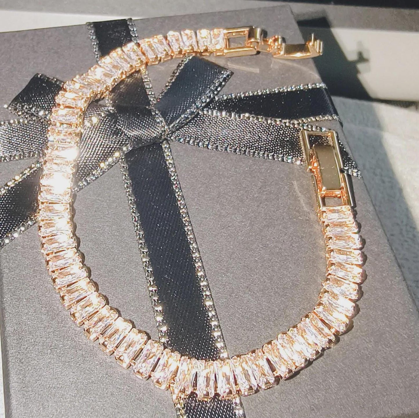 12Ct Radiant Baguette Cut VVS1/D Diamond Lab-Created Gemstone Tennis Bracelet 14K Yellow Gold Plated Diamond Bracelet 7.5" Inch 925 Silver