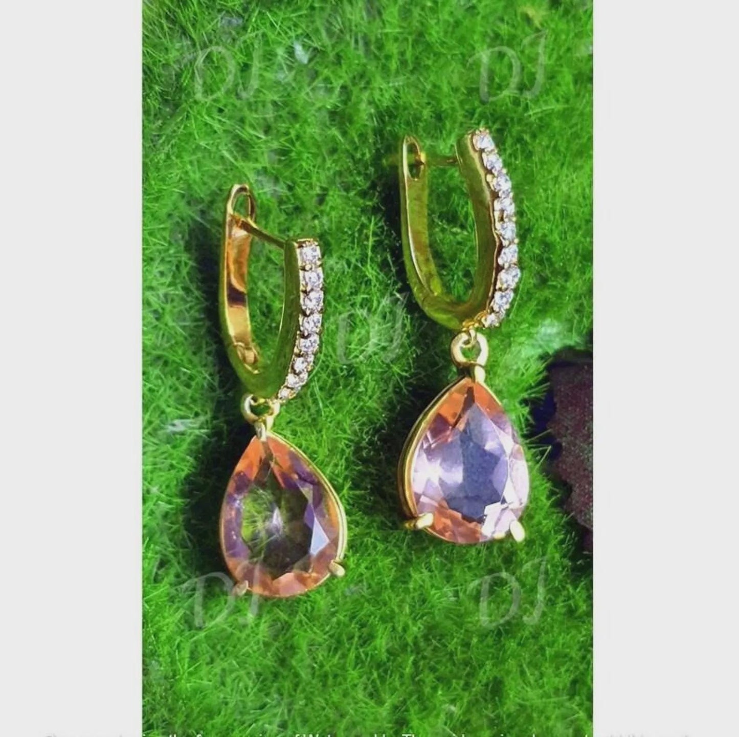 2Ct Drop & Dangle Earrings Pear Cut Morganite Diamond 14K Yellow Gold Plated Silver Earrings, Peach Earrings, Anniversary Gift for Her