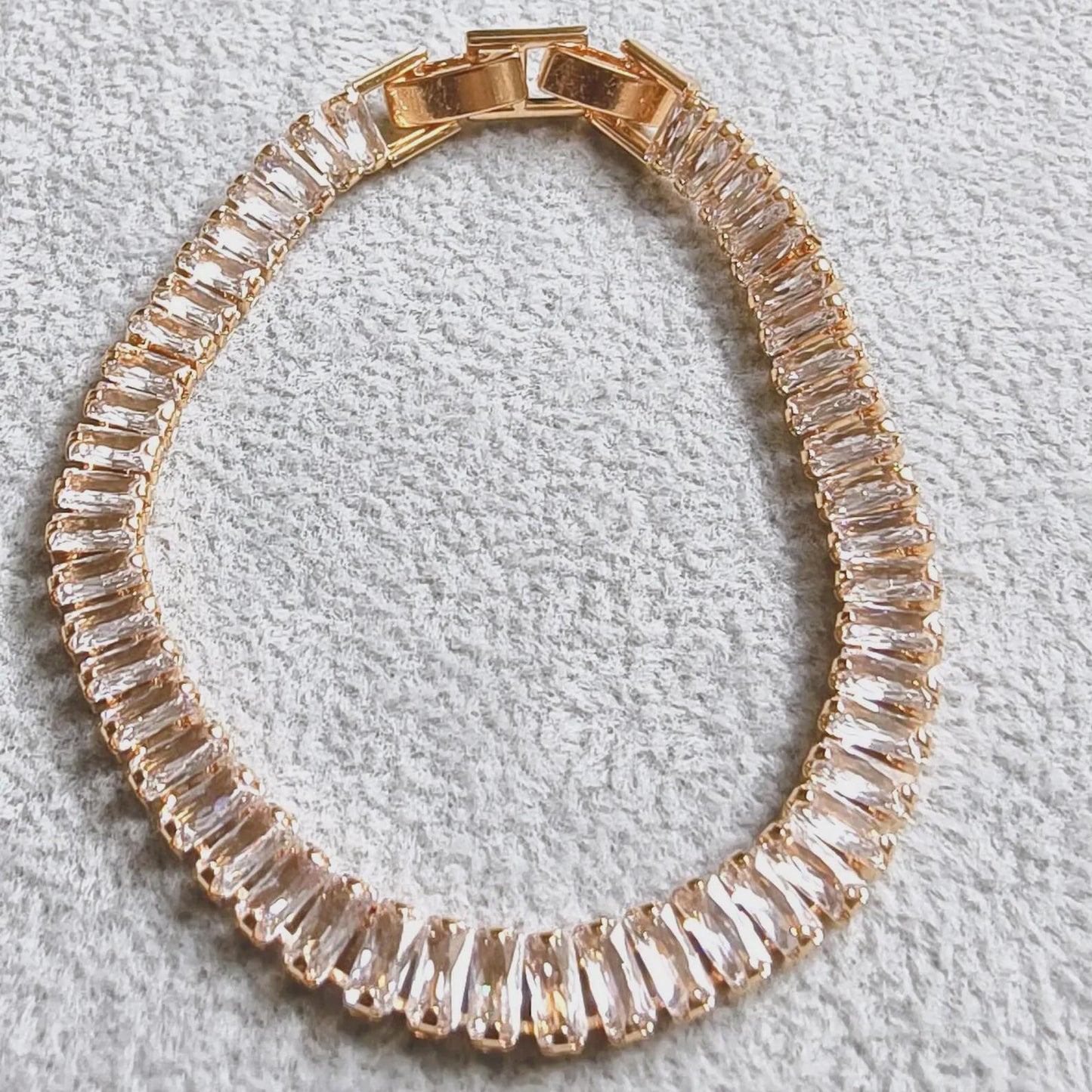 12Ct Radiant Baguette Cut VVS1/D Diamond Lab-Created Gemstone Tennis Bracelet 14K Yellow Gold Plated Diamond Bracelet 7.5" Inch 925 Silver