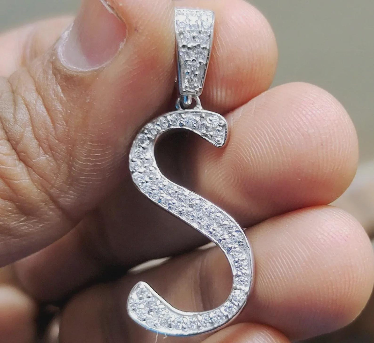 1Ct Diamond Lab-Created Pendant Necklace Customize Any Letter Round Cut 14K White Gold Plated 925 Sterling Silver Custom Name Pendant