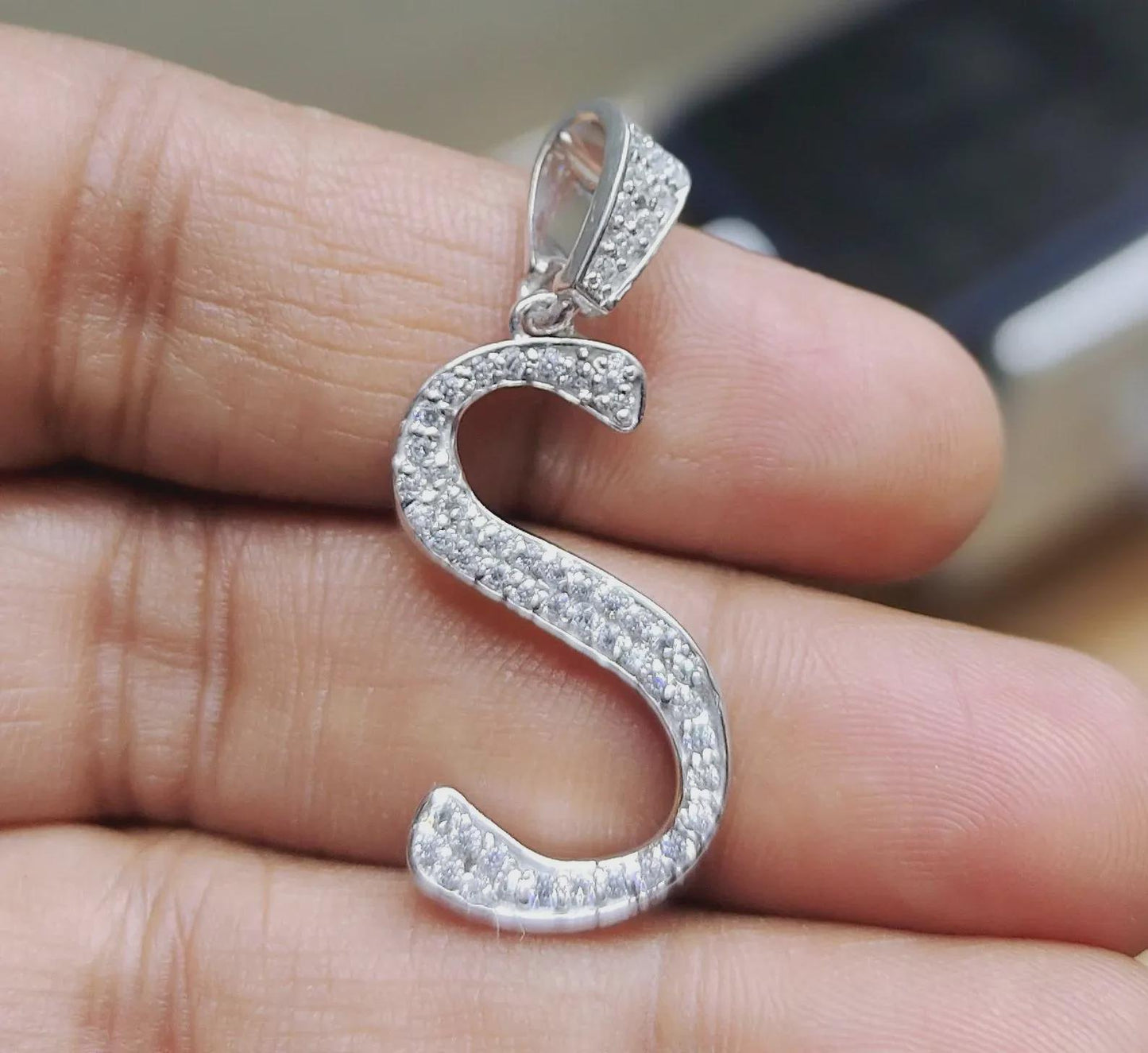 1Ct Diamond Lab-Created Pendant Necklace Customize Any Letter Round Cut 14K White Gold Plated 925 Sterling Silver Custom Name Pendant