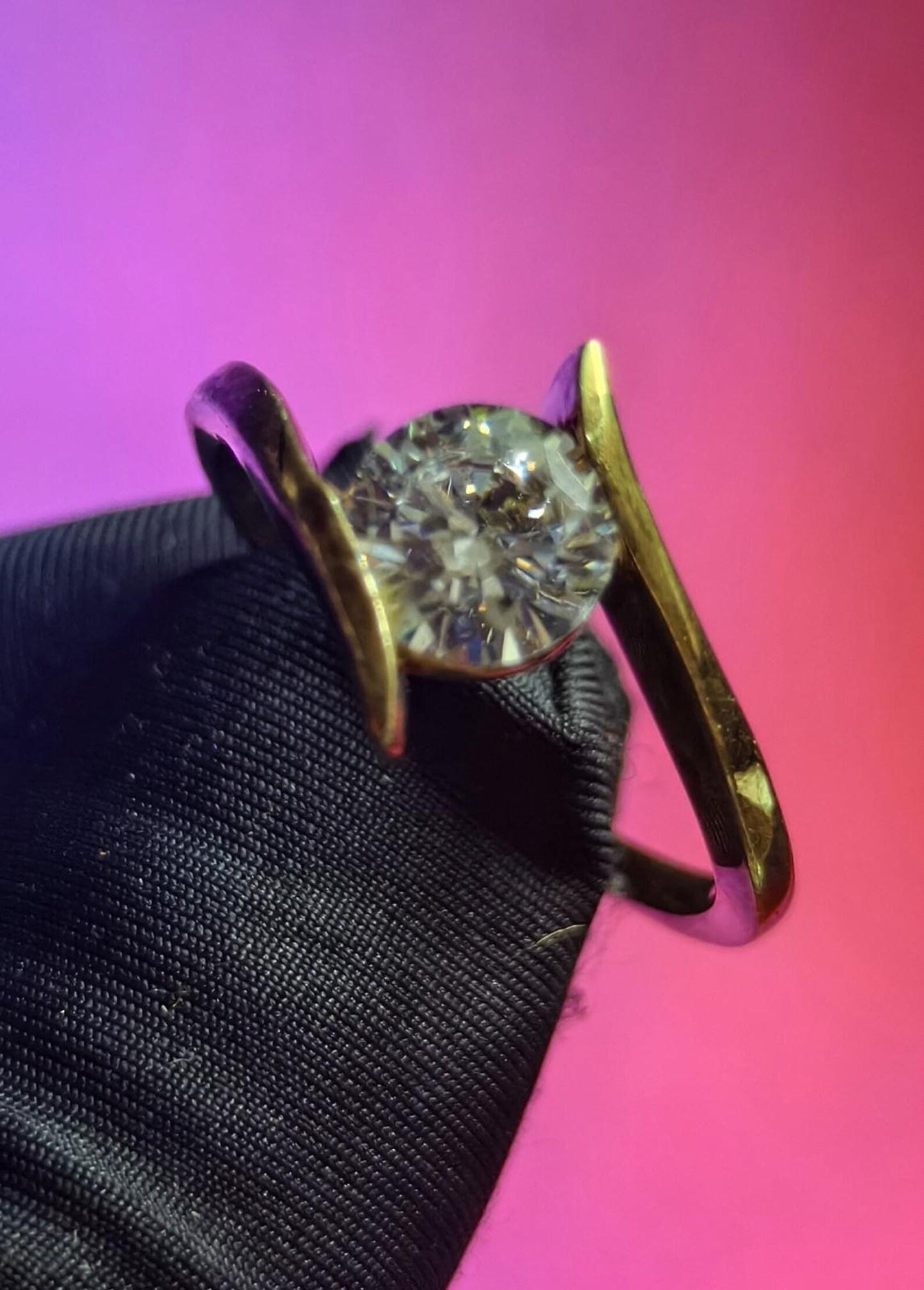 2Ct Moissanite Solitaire Ring Round 14K Yellow Gold Plated 925 Sterling Silver, Anniversary Ring, Wedding Ring, Gift For Her