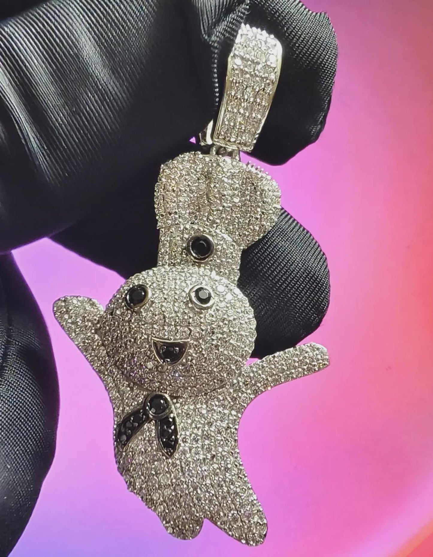 3Ct Round Cut Diamond Carton Pendant Simulated Diamond Pedant 14K White Gold Plated 925 Sterling silver, Hip Hop Pendant, For Birthday Gift