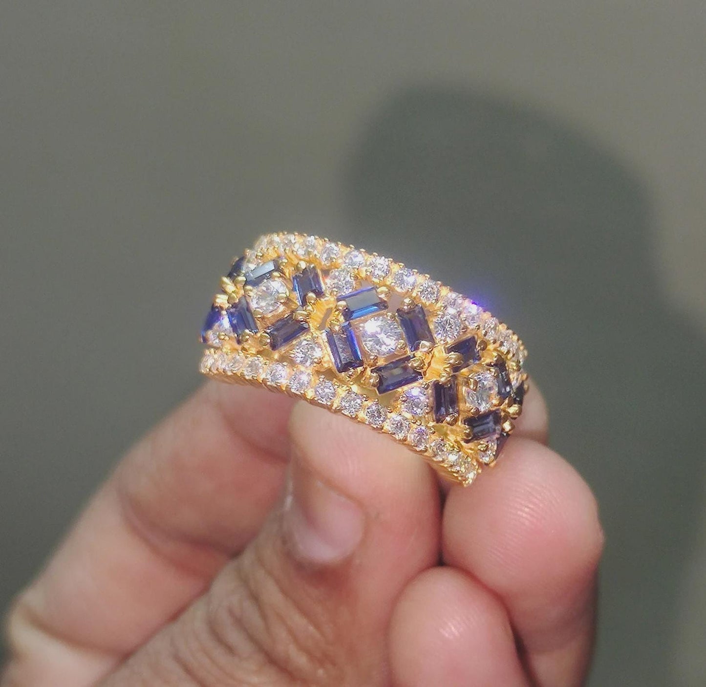 2Ct Baguette Cut Blue Sapphire Engagement Anniversary Wedding Women's Band Ring 14K Yellow Gold Finish Gift For Her ,Birthday Gift,