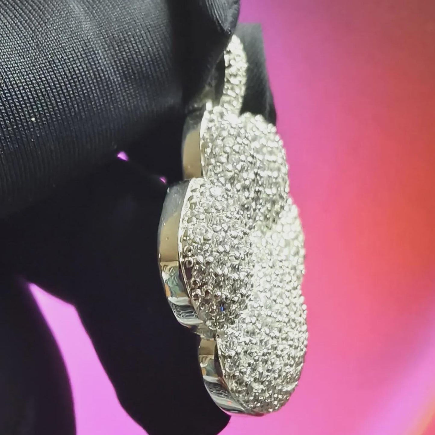 3Ct Round Cut Simulated White Diamond Dog Paw Pendant 14K White Gold Finish Free Chain 925 Sterling Silver Hip Hop Dog Paw Pendant