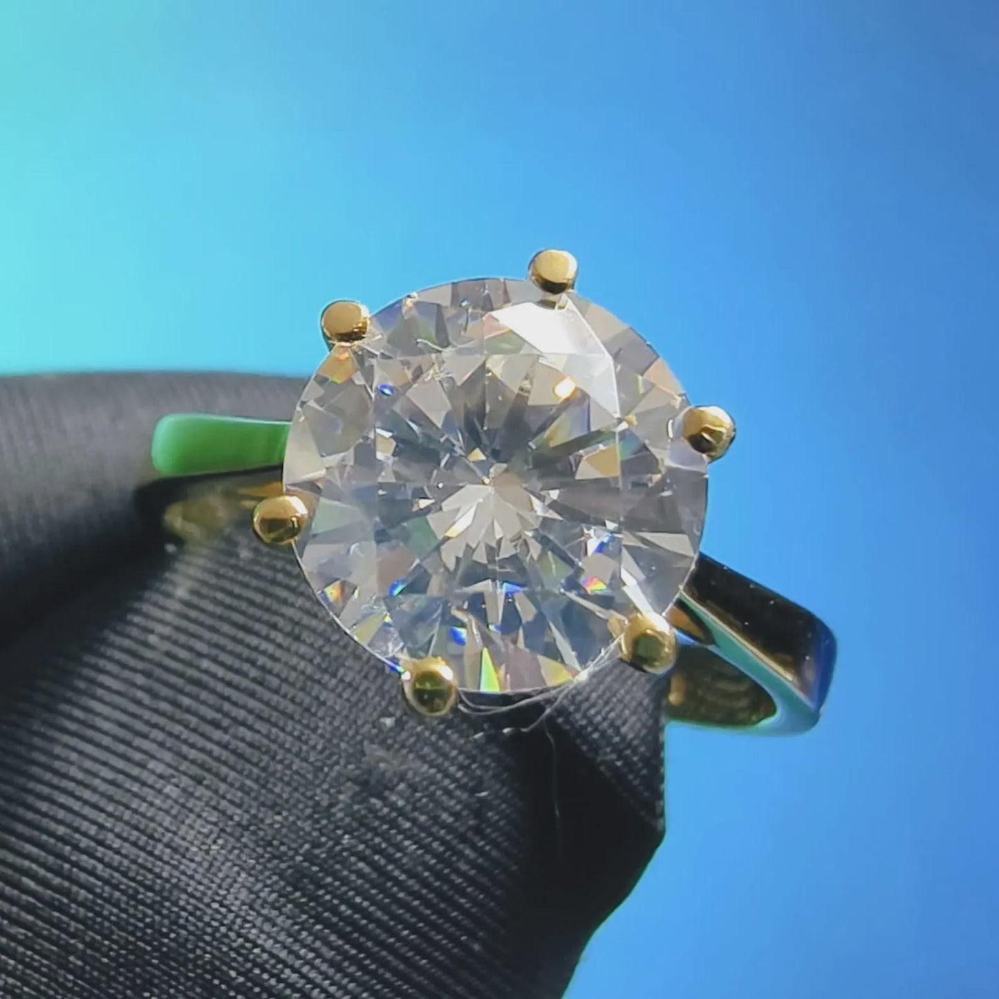 2Ct Round Cut Simulated White Diamond Wedding Women Engagement Anniversary Ring 14k Yellow Gold Plated- 925 Silver, Gift for Her