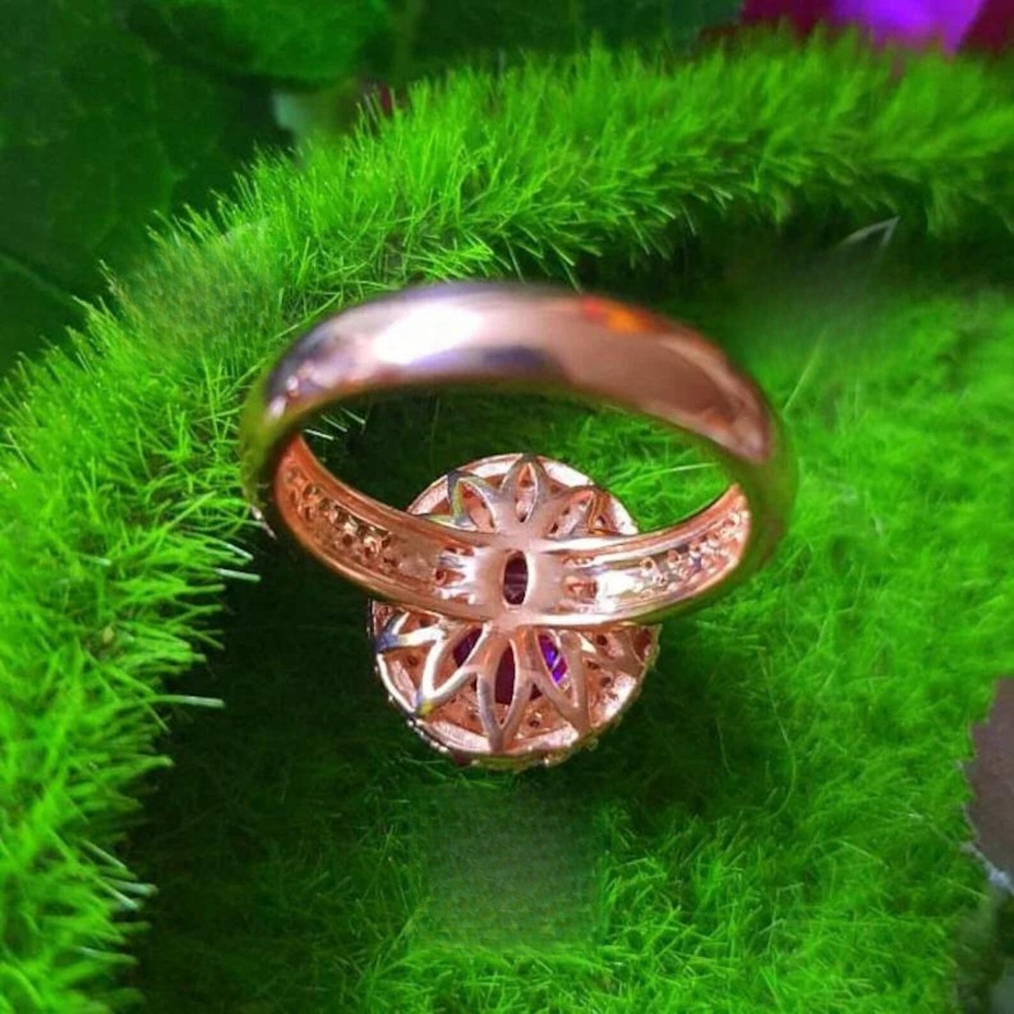 2Ct Oval Cut Simulated Red Ruby Diamond Engagement Ring, 14K Rose Gold Plated, 925 Silver Halo Ring, Cluster Ring, Anniversary, Gift for her