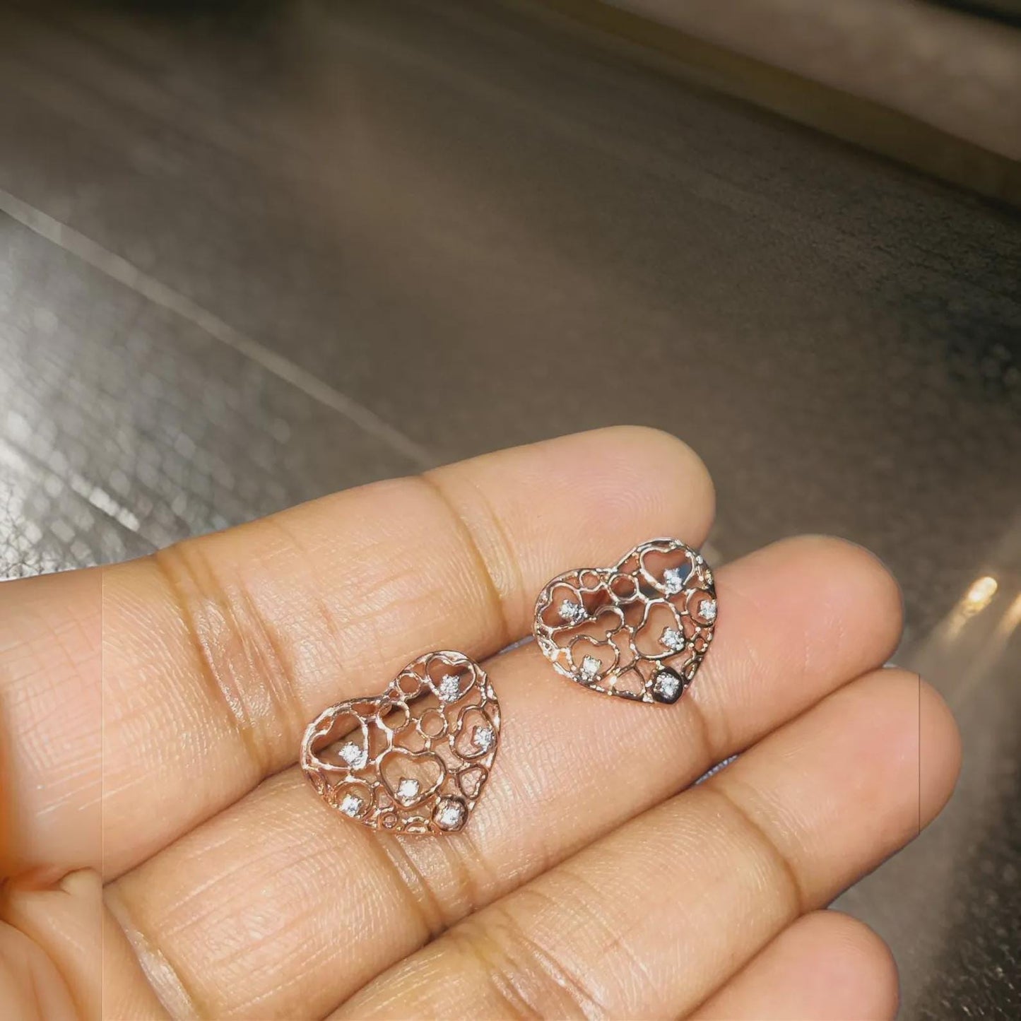 1Ct Diamond Stud Earrings VVS1 Diamond Cluster Heart Stud Earrings 14K Rose Gold Finish 925 Silver Stud Earrings Push Back Stud