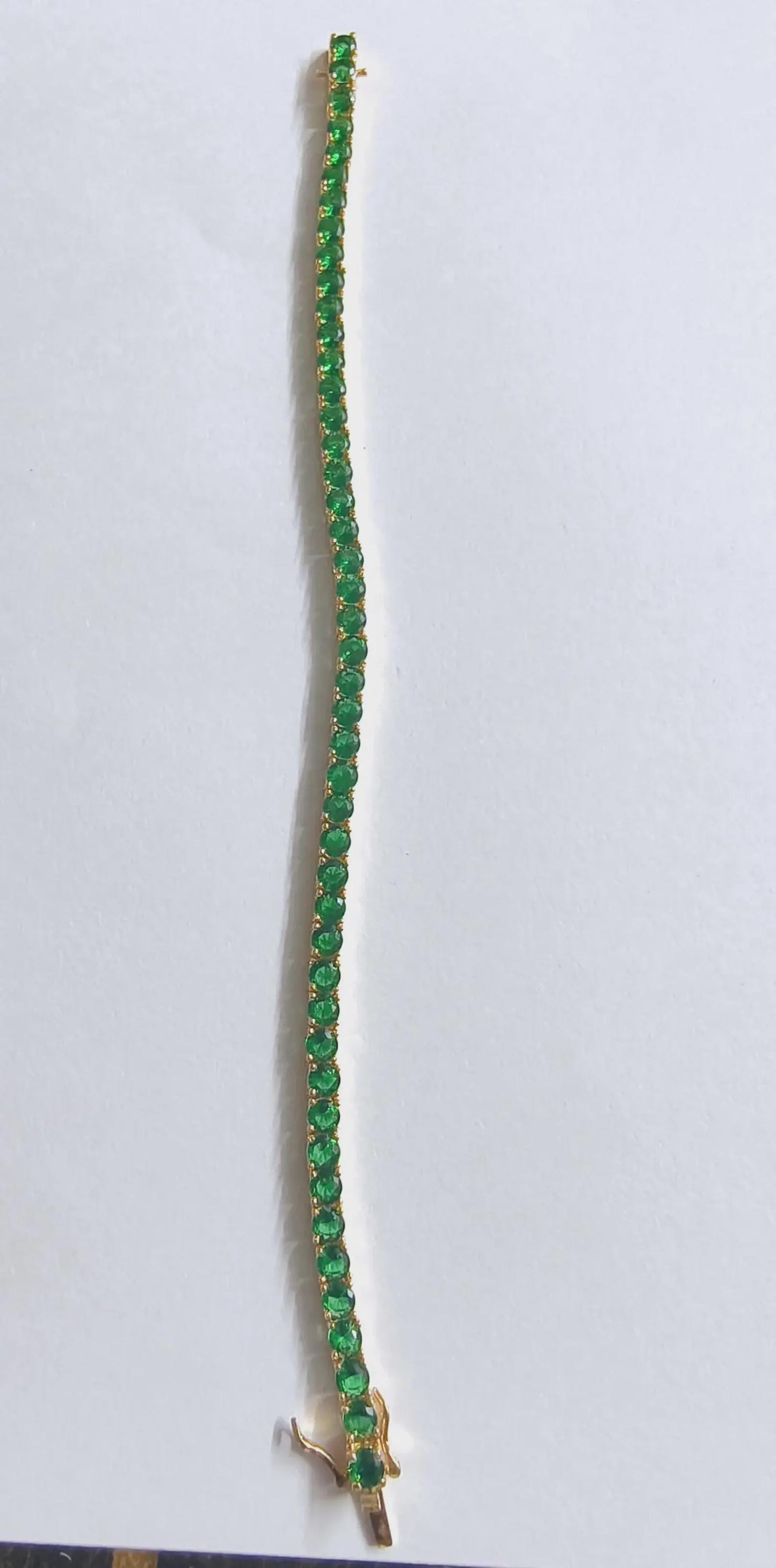 6Ct Diamond Bracelet Round Lab-Created Emerald 14K Yellow Gold Finish Sterling 925 Silver Bracelet Gift For her Birthday Gift Party Wear