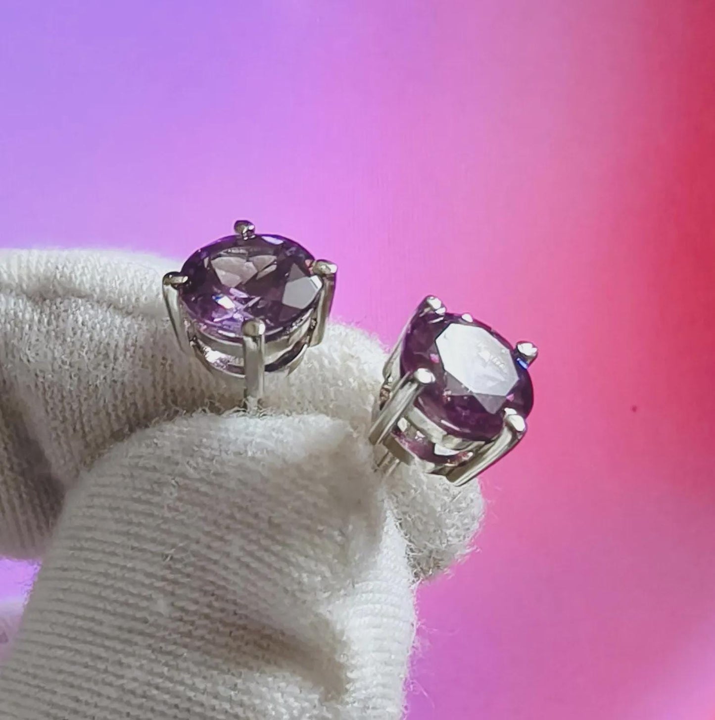 2Ct Round Cut Simulated Alexandrite 14K White Gold Finish Halo Stud Earrings 925 Sterling Silver For Birthday gift and Daily wear