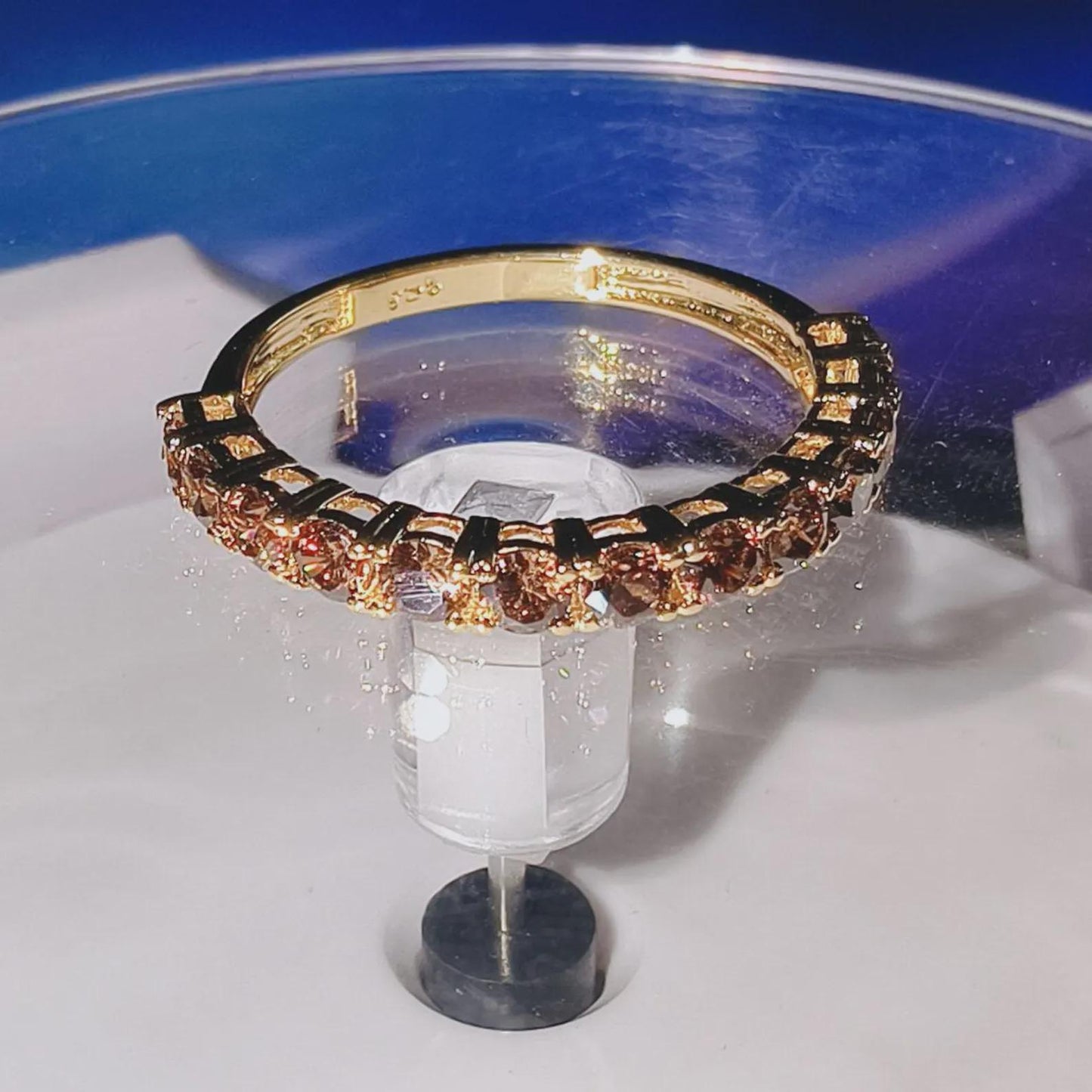 2Ct Round Cut Half Eternity Band Simulated Chocolate Diamond Engagement Ring 14K Yellow Gold Plated 925 Sterling Silver, Anniversary Ring