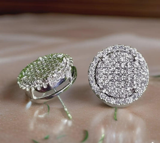 2Ct Round Cut Cluster Stud Earrings Simulated Diamond Earrings 14k White Gold Plated Cluster Earring, Push Back Earring Gift for Party