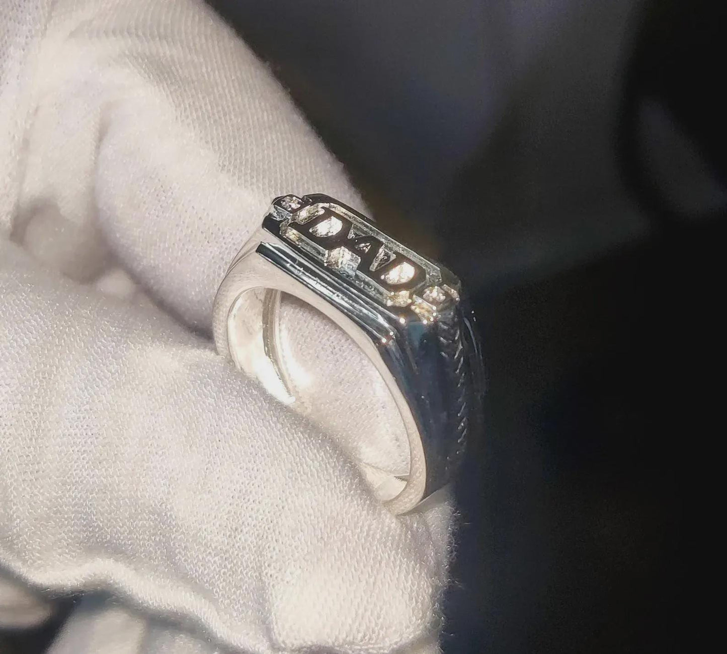 Customized Any Personalization Name Ring 14K White Gold Finish 925 Sterling Silver Anniversary Ring, Gift For Birthday, DAD Name Ring