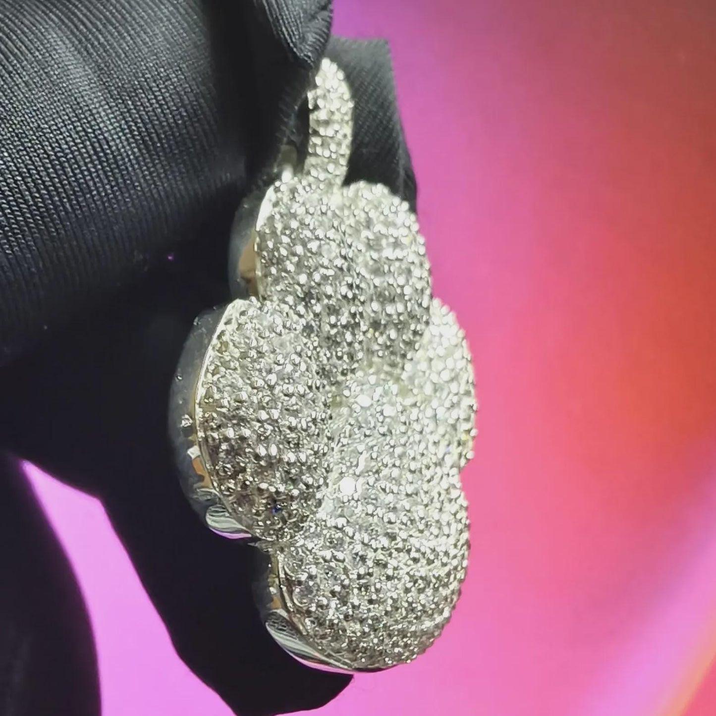 3Ct Round Cut Simulated White Diamond Dog Paw Pendant 14K White Gold Finish Free Chain 925 Sterling Silver Hip Hop Dog Paw Pendant