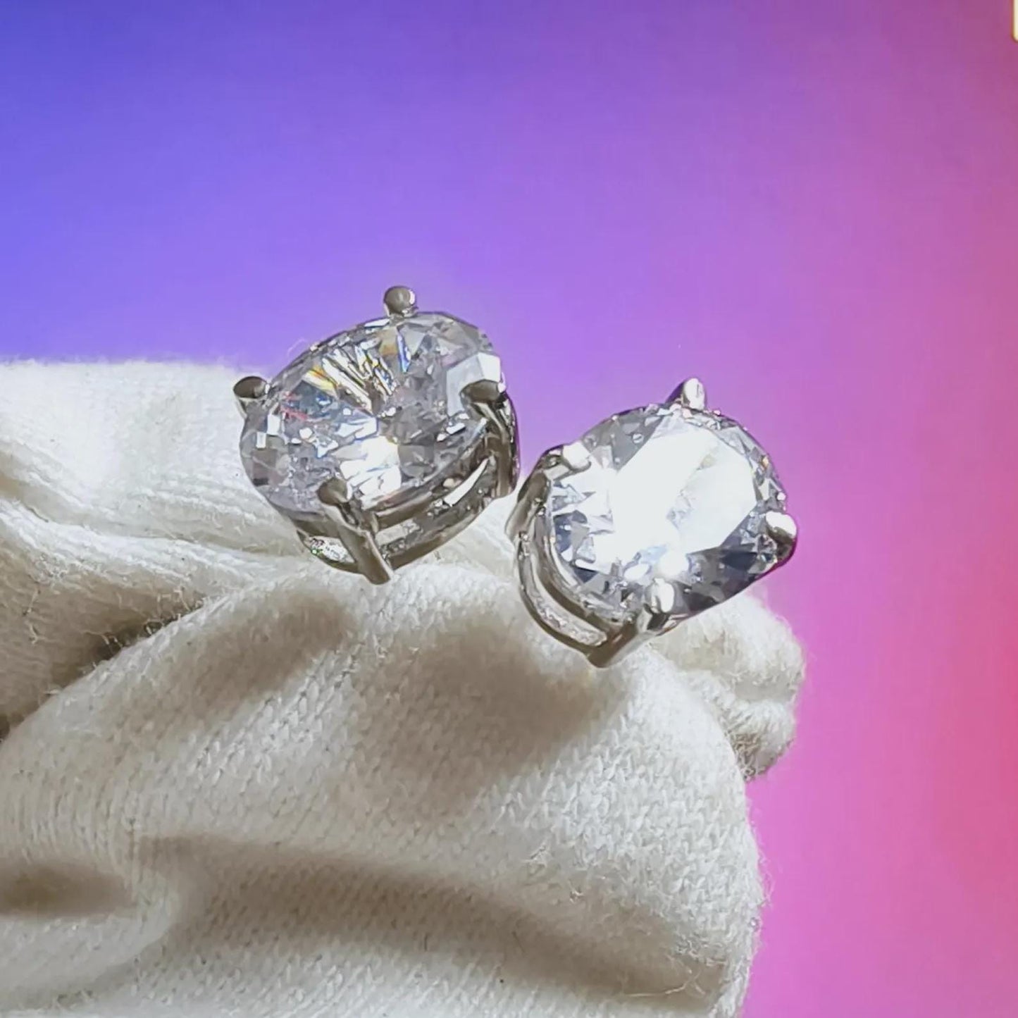 2Ct Diamond Stud Earrings 4Ct Oval Cut VVS1 Diamond Solitaire Stud Earrings 14K White Gold Finish 925 Silver Diamond Stud Earrings