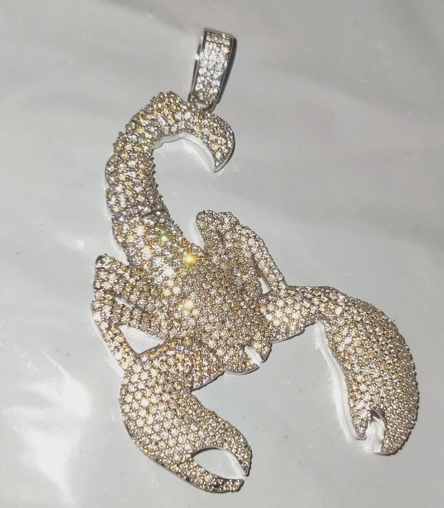 2Ct Scorpion Diamond Pendant Round Cut Simulated Diamond Pendant 925 Sterling Silver Pendant 14K White Gold Plated For Birthday, Party Wear