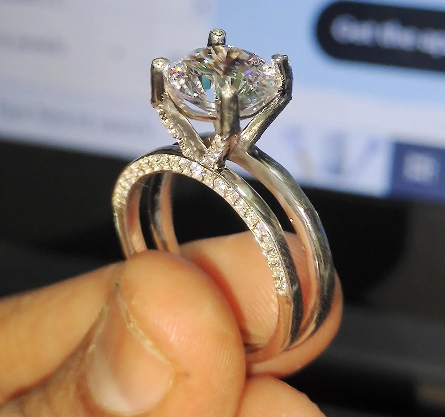 2Ct Round Cut Simulated White Diamond Wedding Women Engagement Anniversary Band Ring 14k White Gold Plated- 925 Silver, Gift for Her