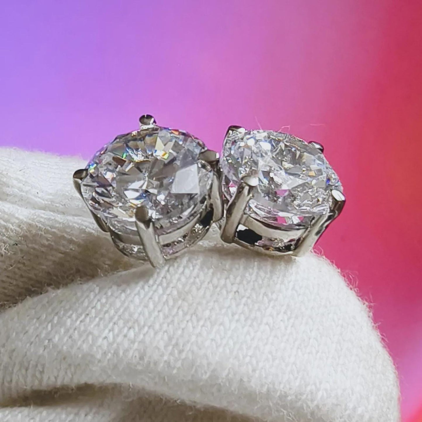 2Ct Round Cut VVS1 Diamond 14K White Gold Finish Halo Stud Earrings 925 Sterling Silver For Birthday gift and Daily wear