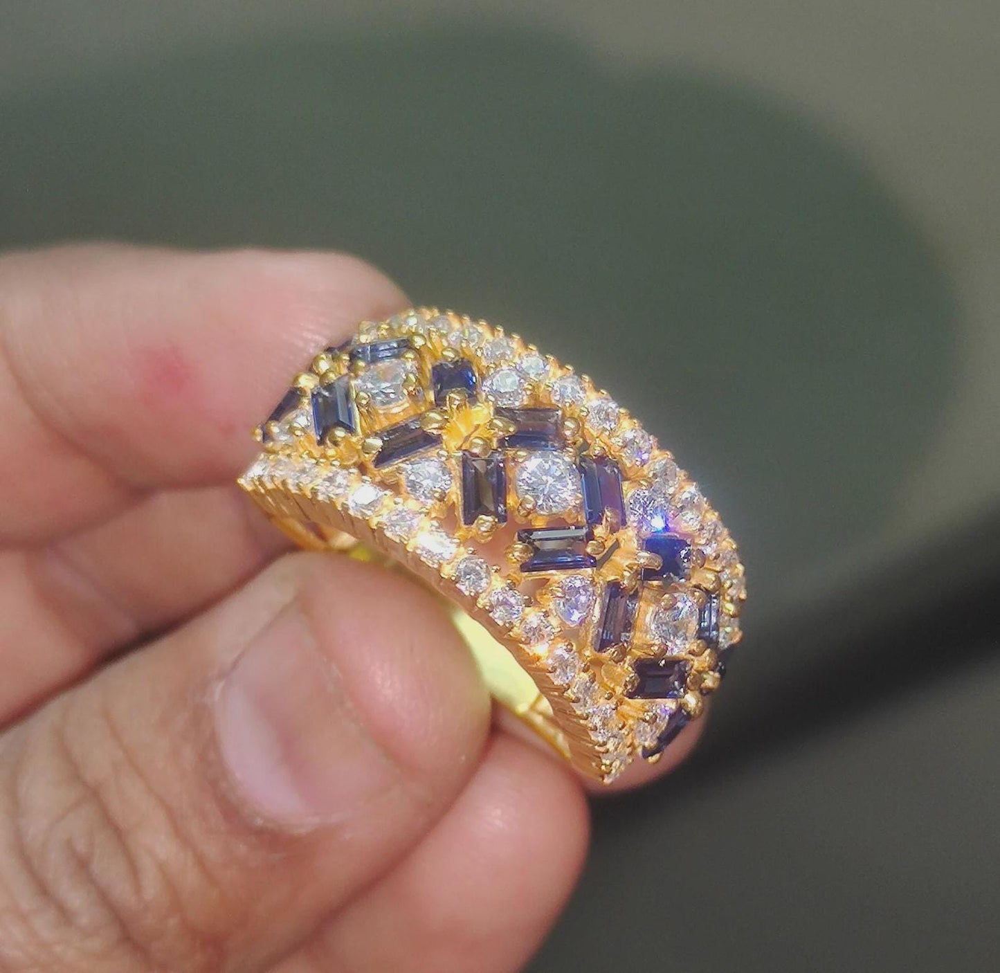 2Ct Baguette Cut Blue Sapphire Engagement Anniversary Wedding Women's Band Ring 14K Yellow Gold Finish Gift For Her ,Birthday Gift,